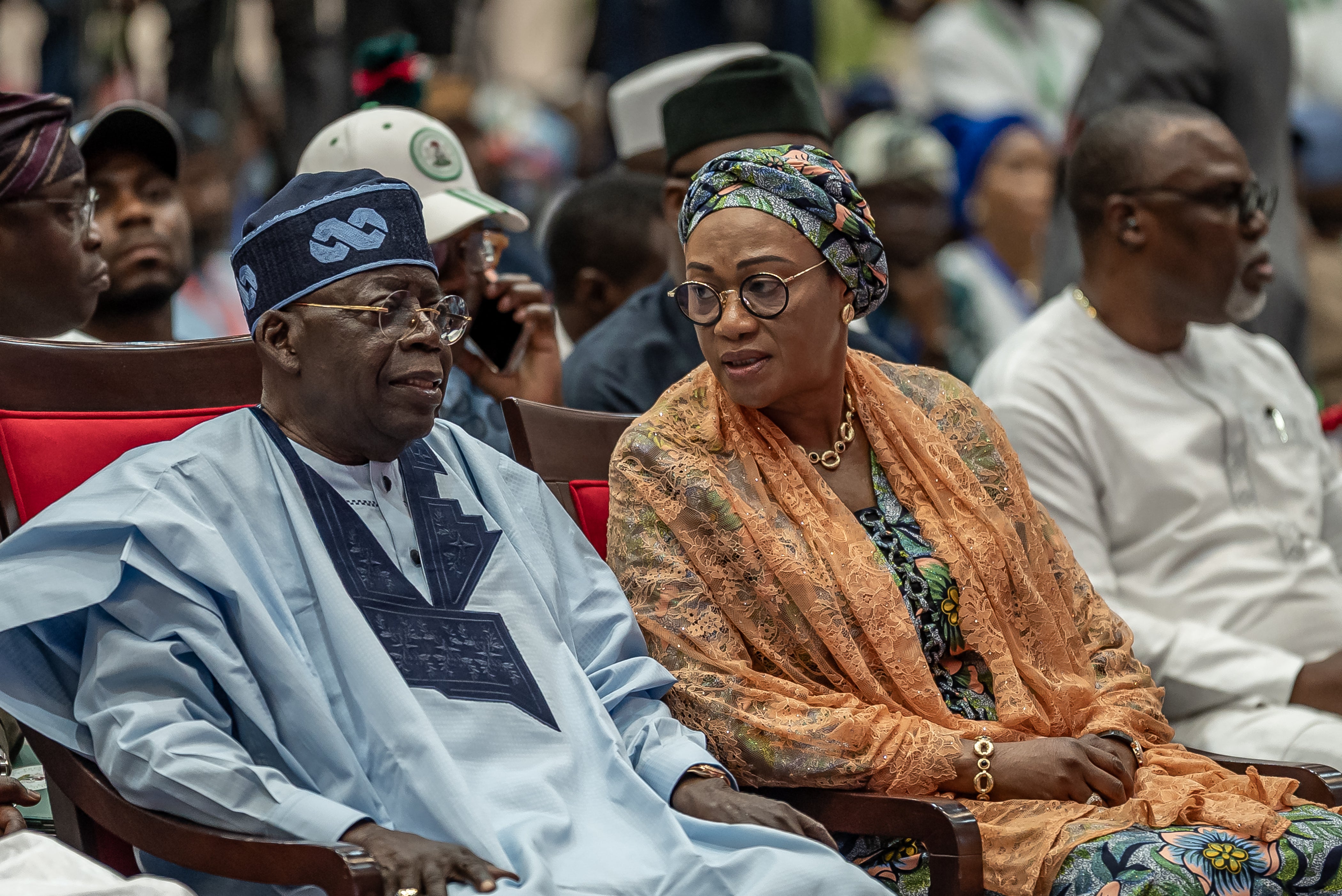 Nigerian president Bola Tinubu (left) hailed the rescue operation