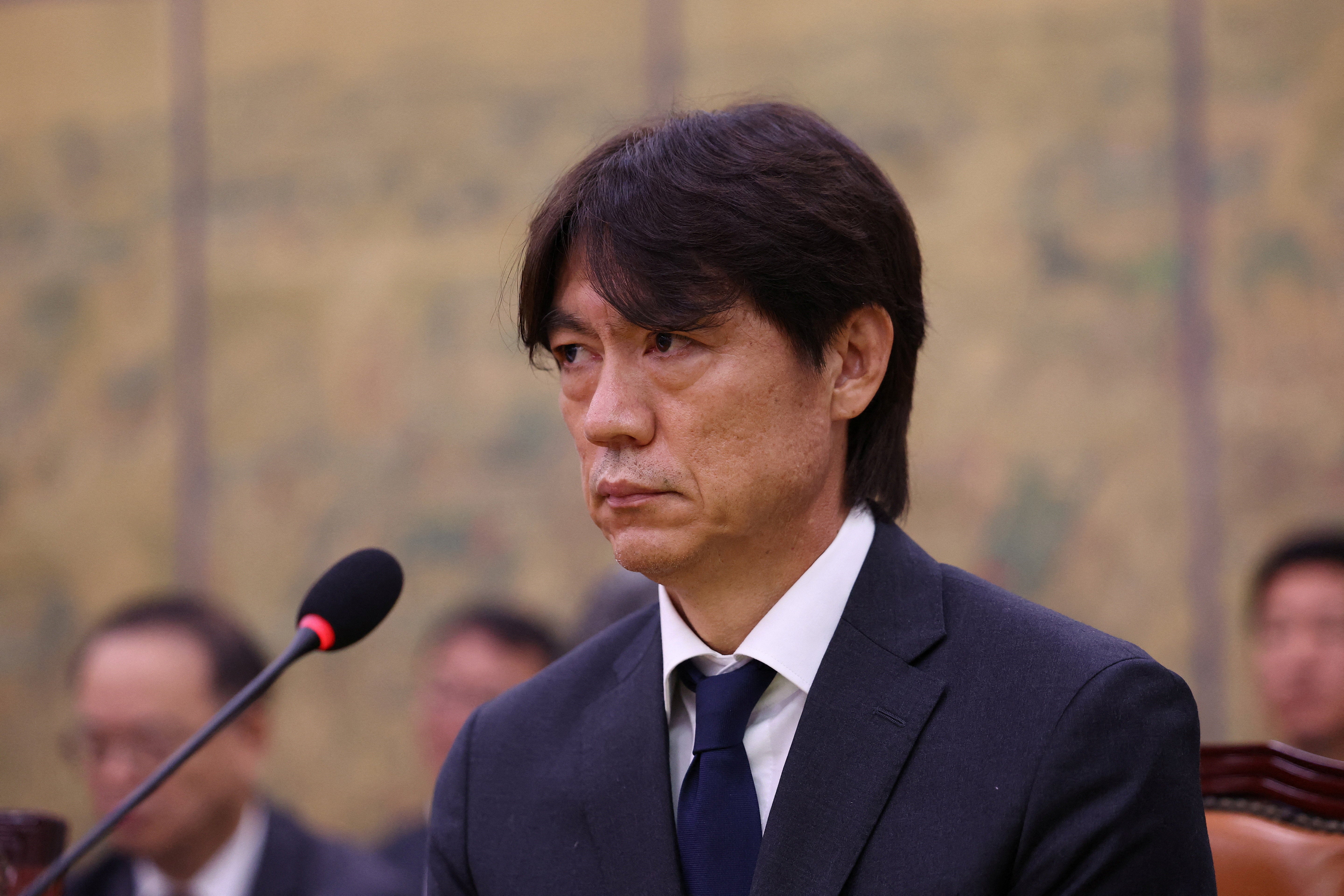 Former South Korea manager Hong Myung-bo at a parliamentary hearing