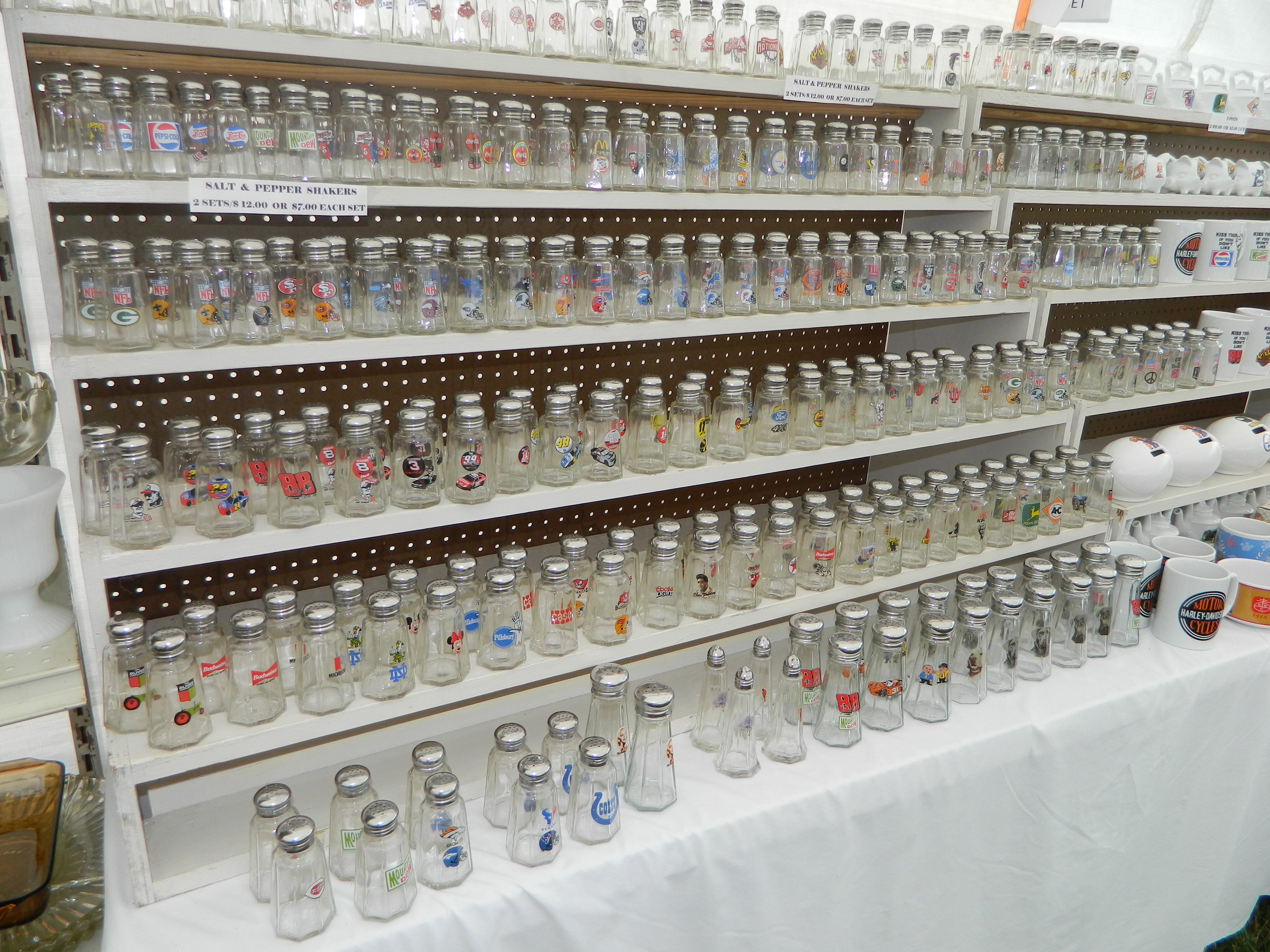 A collection of salt-and-pepper shakers at the 127 Yard Sale