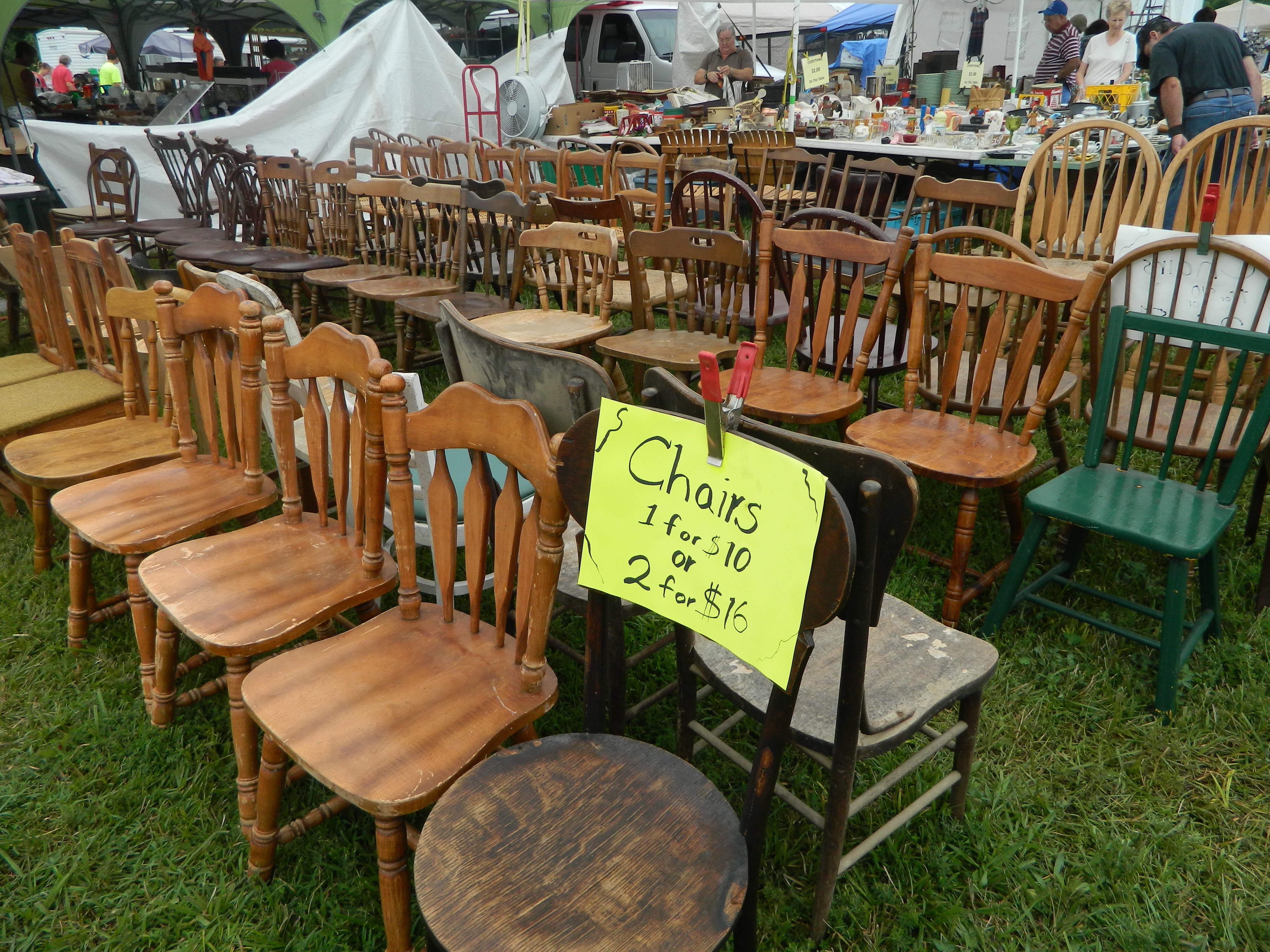 Property owners along the route turn front yards and empty pastures into bustling outdoor markets charging around $25 a day per booth