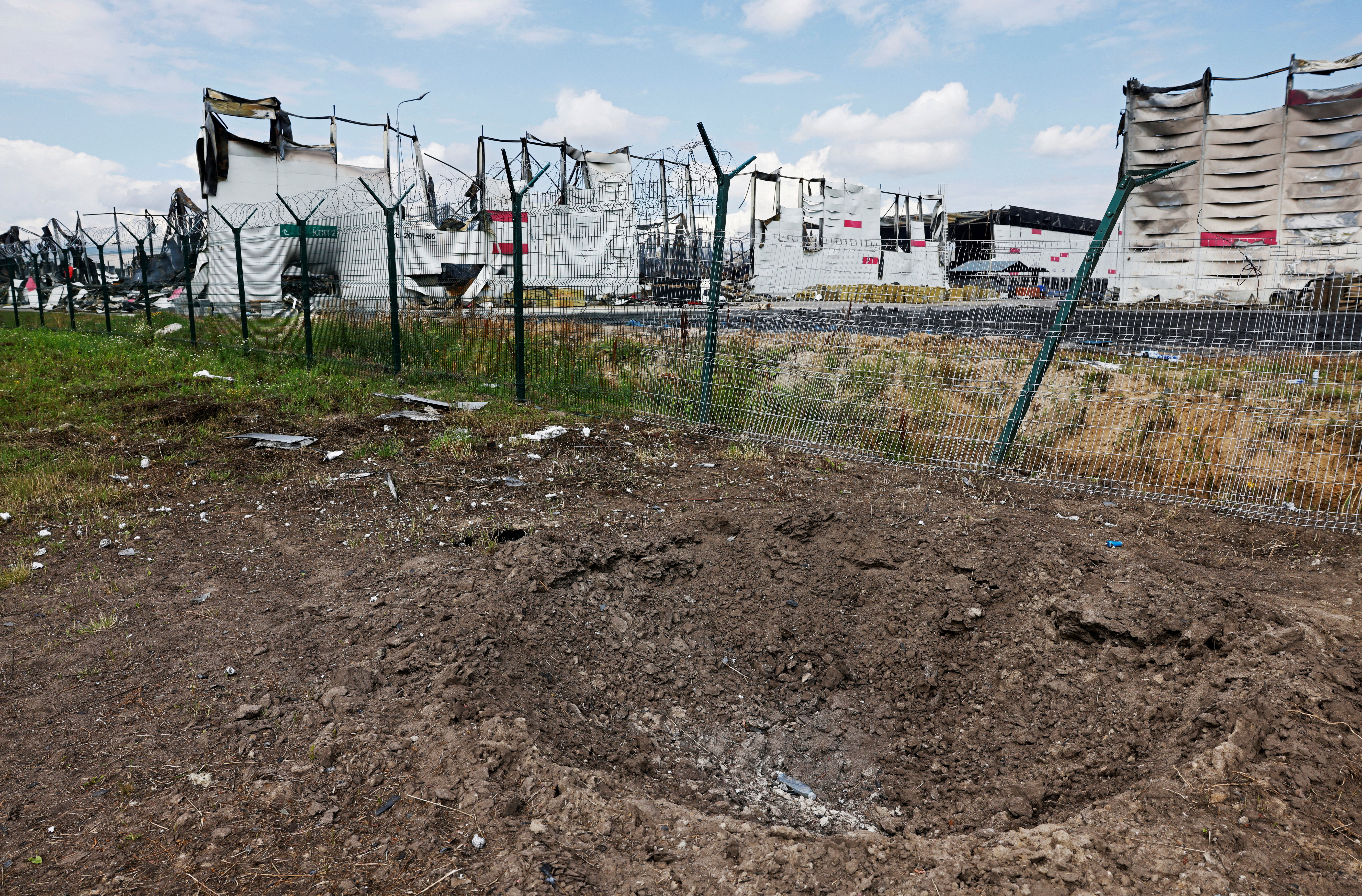 File. A crater near the remains of the Wildberries warehouse that burned down after a recent Ukrainian drone attack in the course of the Russia-Ukraine conflict, in the city of Elektrostal in the Moscow region, Russia, 23 July 2026 (Reuters)