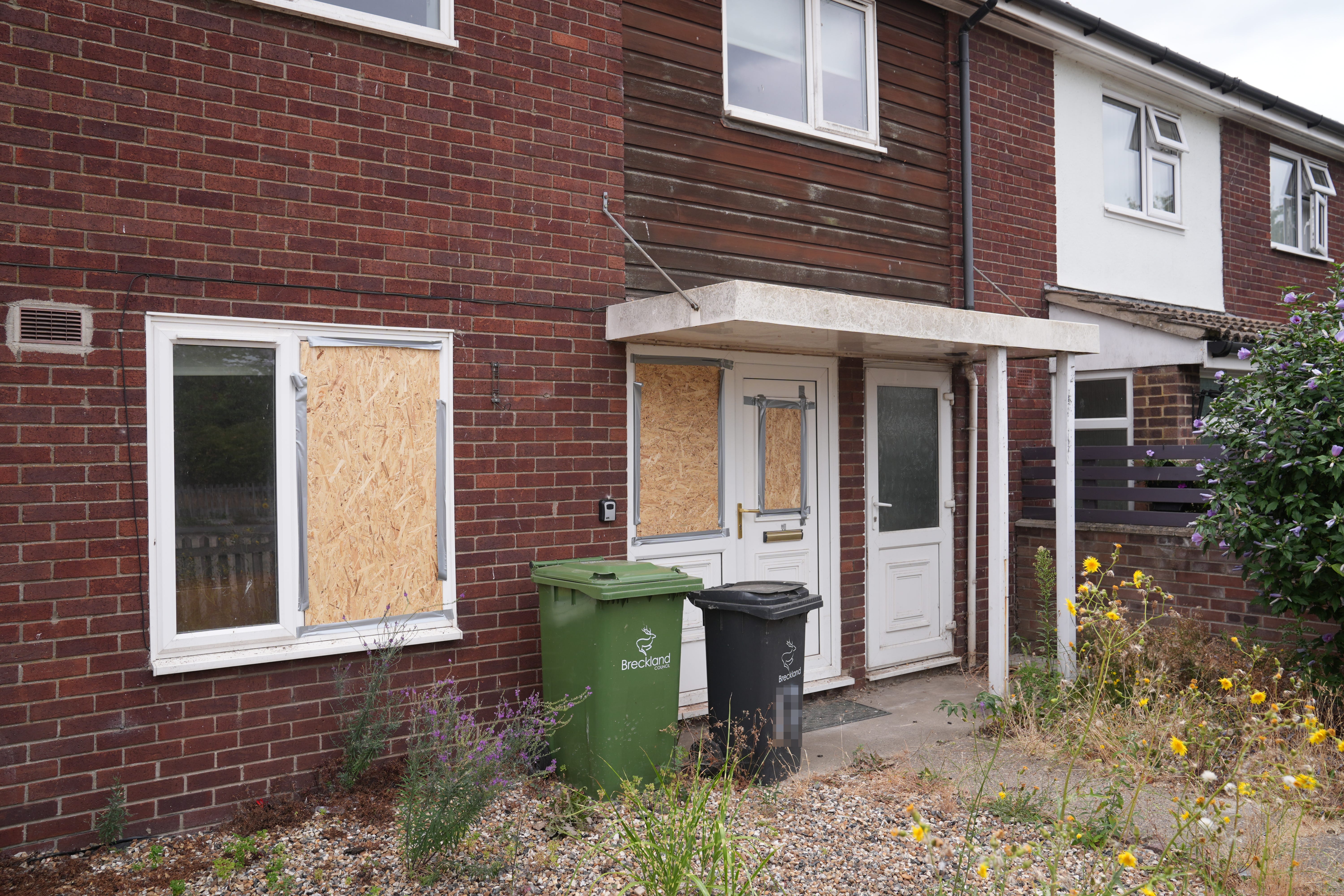 Damage caused to a house following disorder in Thetford (Joe Giddens/PA) (PA Wire)