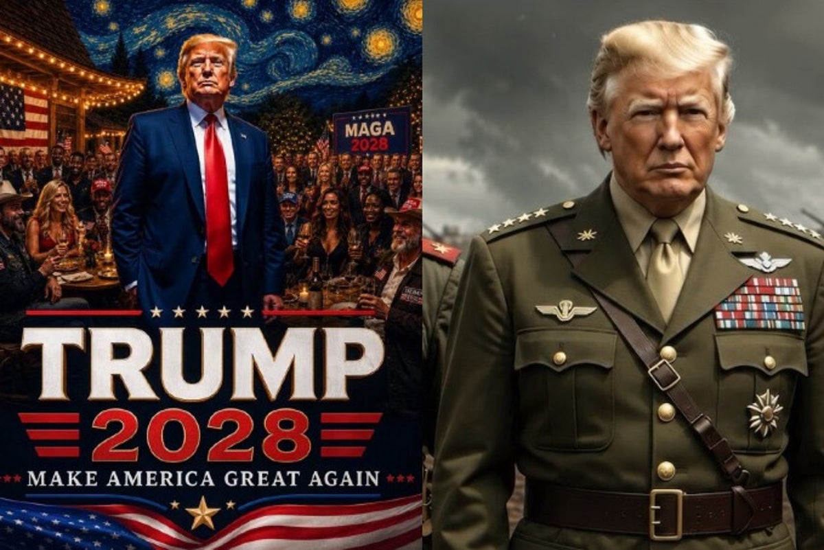 'Trump 2028': Başkan madalyalı general gibi davranıyor ve tuhaf yapay zeka görevlerinde yeniden aday olmakla tehdit ediyor
