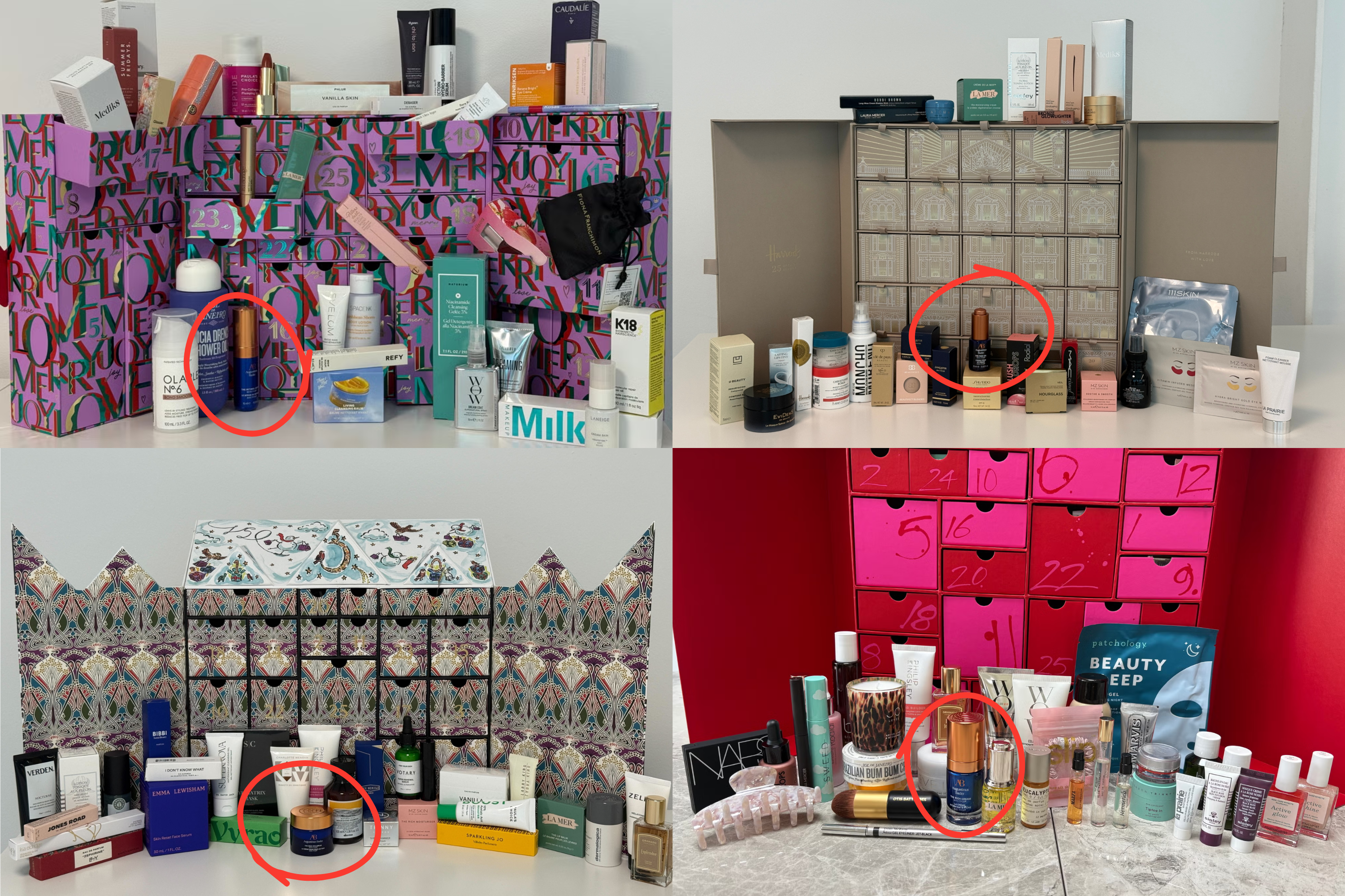 Circled: Augustinus Bader in four of the biggest advent calendars I reviewed in 2025 (Lucy Smith/The Independent)