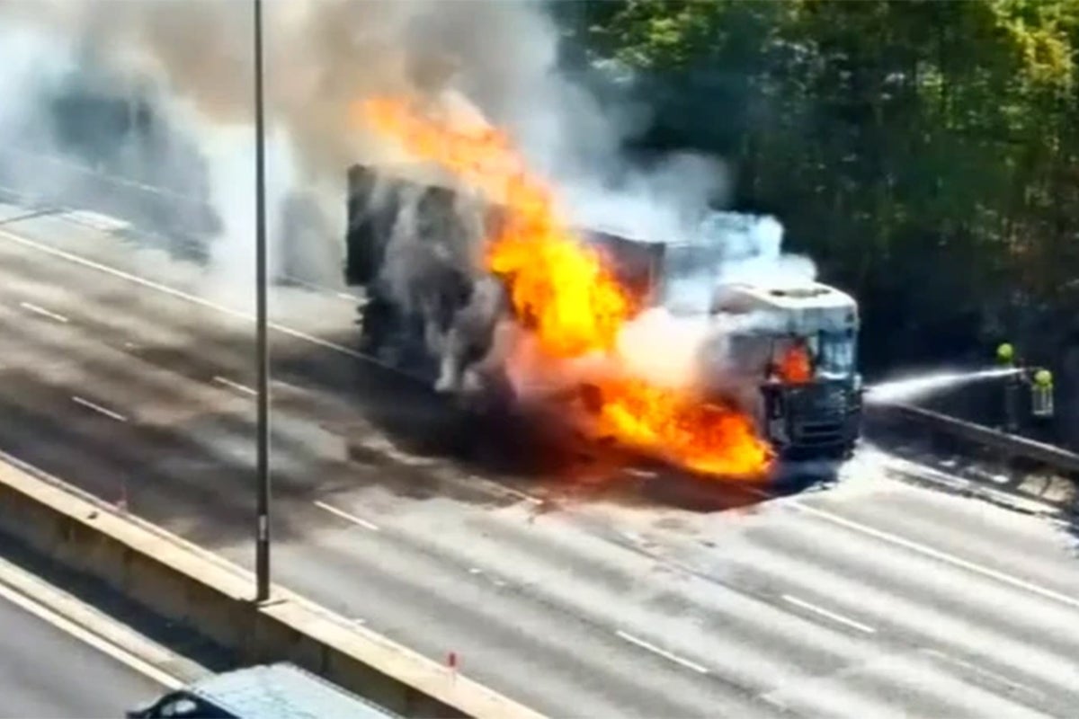 Severe delays as lorry catches fire on M6
