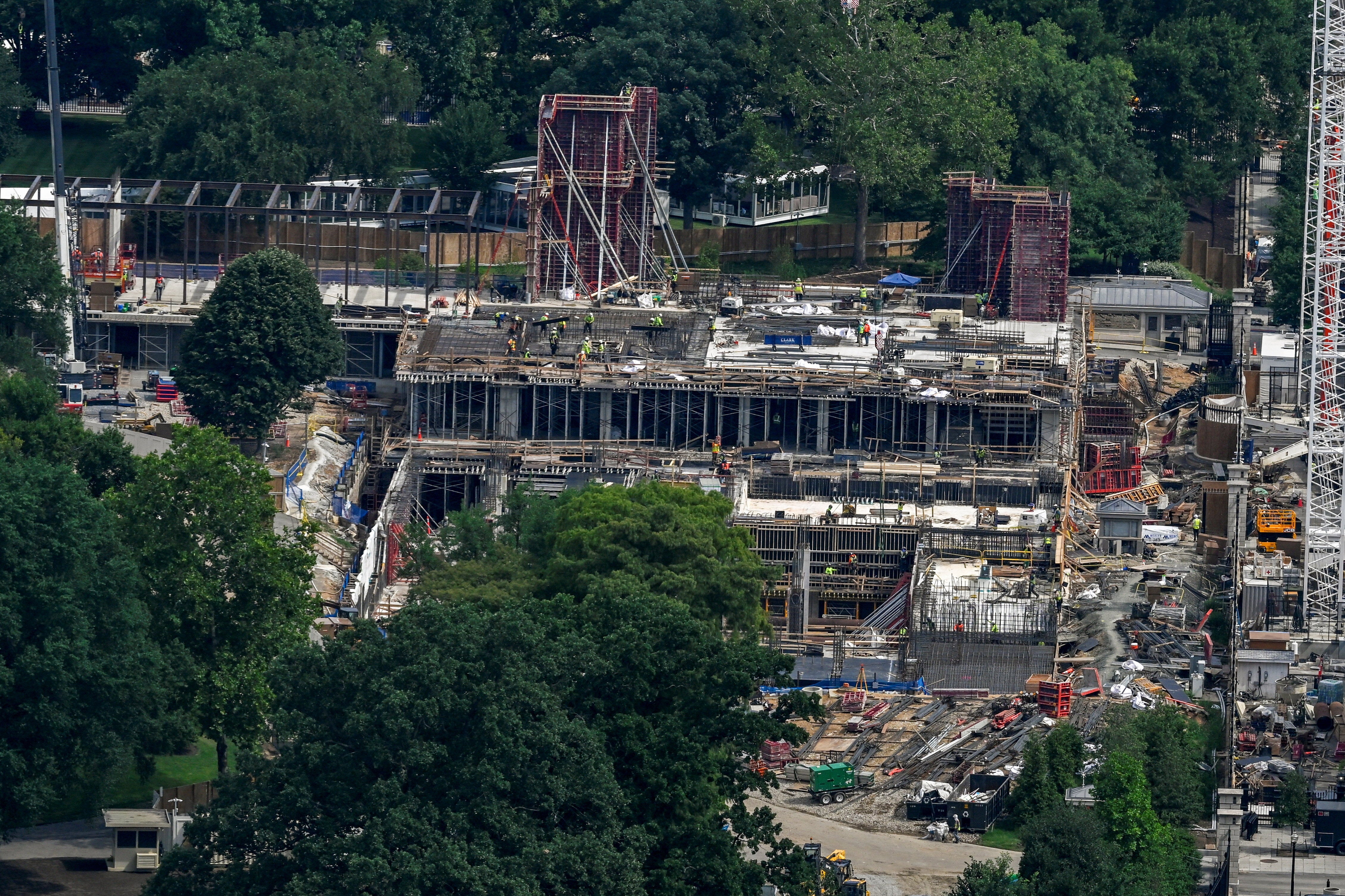 Progress on the White House ballroom construction, pictured July 11, shows the administration moved forward with above-ground work while legal challenges played out