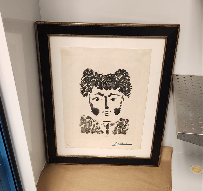 A rare Pablo Picasso etching titled 'Torero,' created in 1949 and stolen from a Milwaukee art gallery eight years ago, was unexpectedly returned to police Wednesday (Milwaukee Police Department)