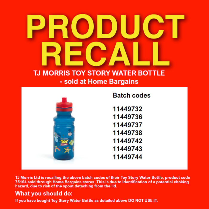 Home Bargains issues an urgent recall for a children's water bottle (Home Bargains)