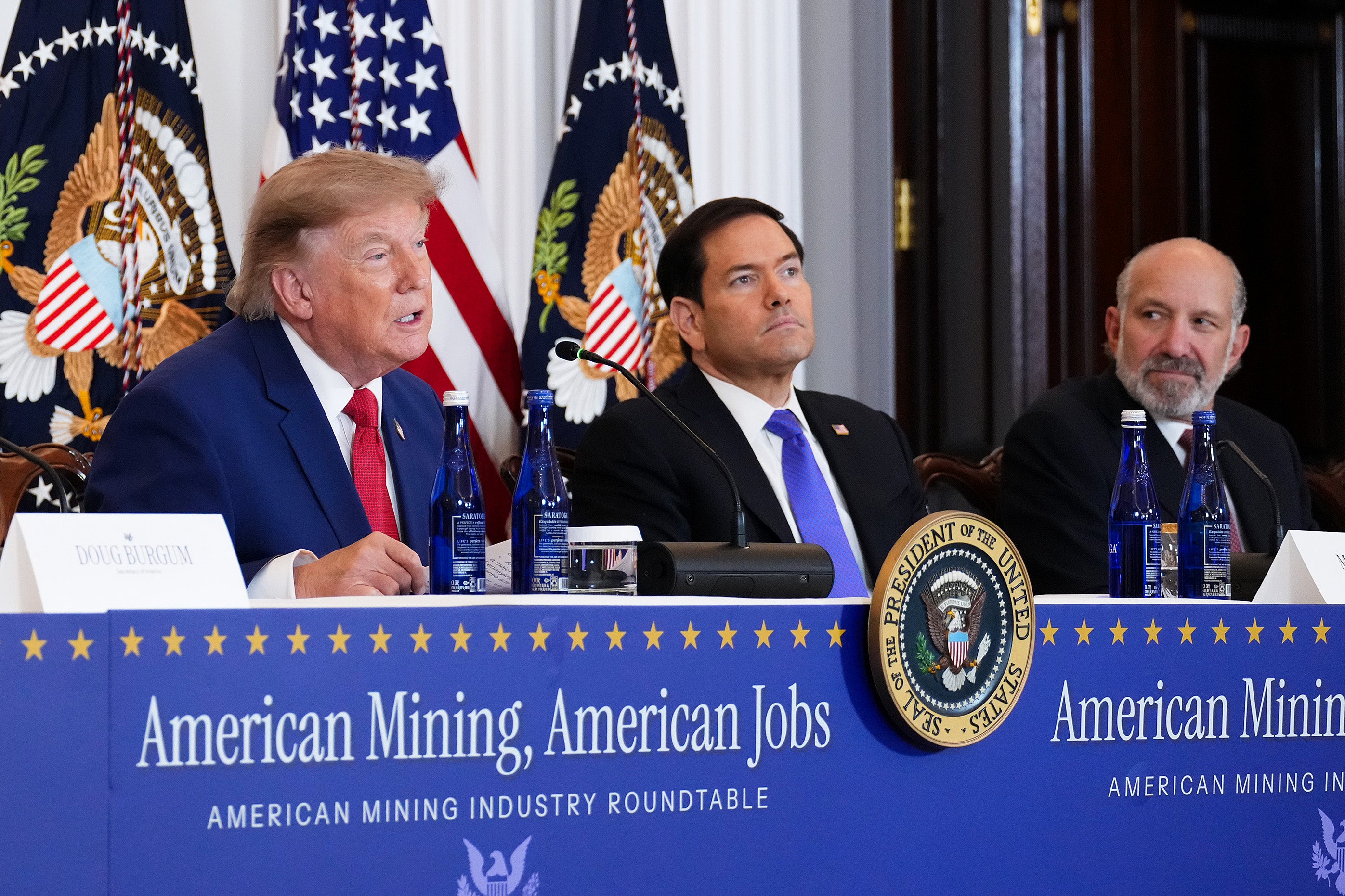 Trump attended the event as his administration aims to secure additional supplies of critical minerals in an effort to replenish weapons stockpiles that have been depleted during the US conflict with Iran