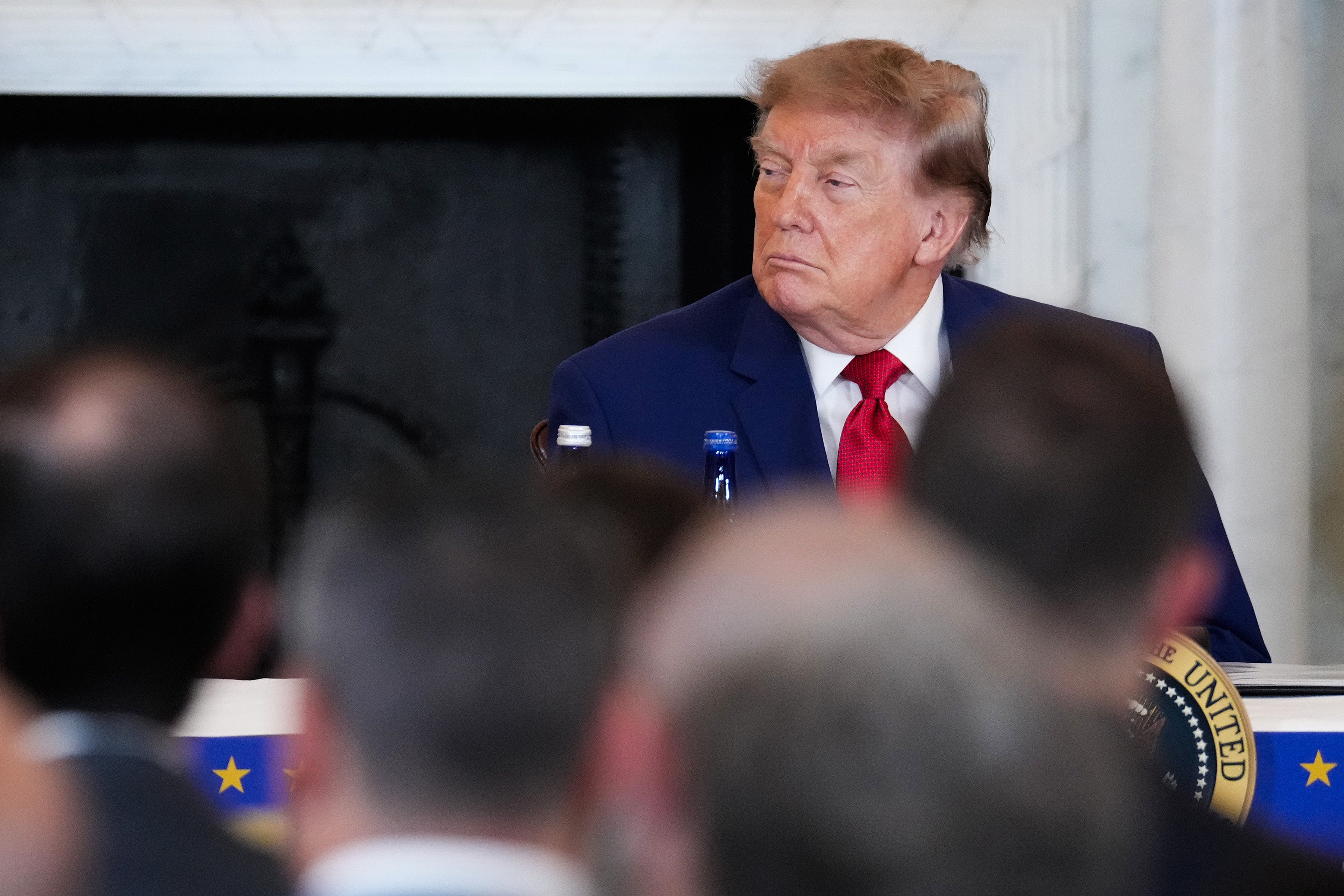 Donald Trump attends a roundtable on the American mining industry at the US Department of State in Washington DC