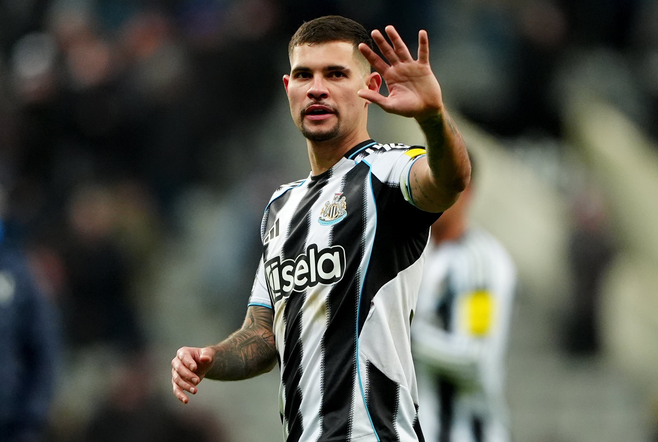 Bruno Guimaraes joins Arsenal from Newcastle (Owen Humphreys/PA)