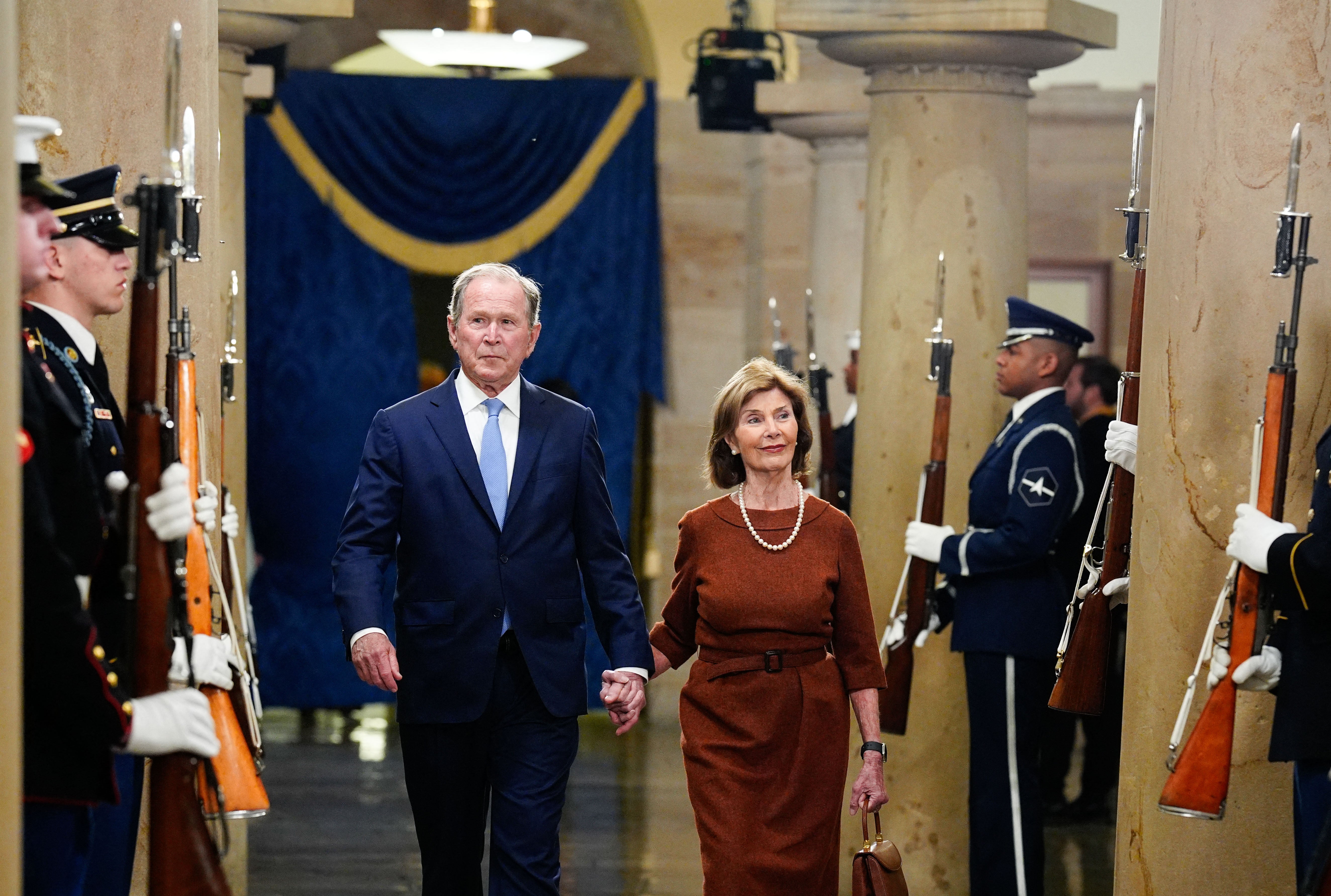 Bush, a Republican, hails a man whose legacy only grew larger because he modeled the limits of the presidency for centuries to come