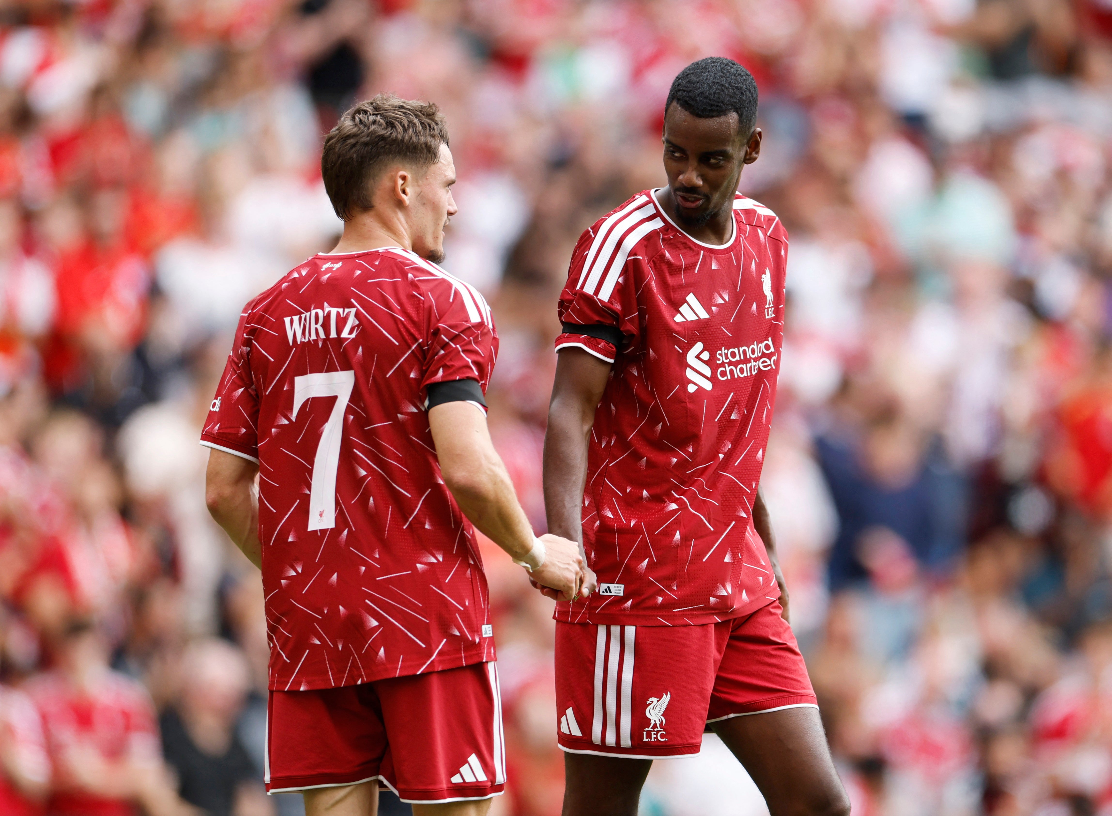 Alexander Isak (right) and Florian Wirtz were both on target against Monaco