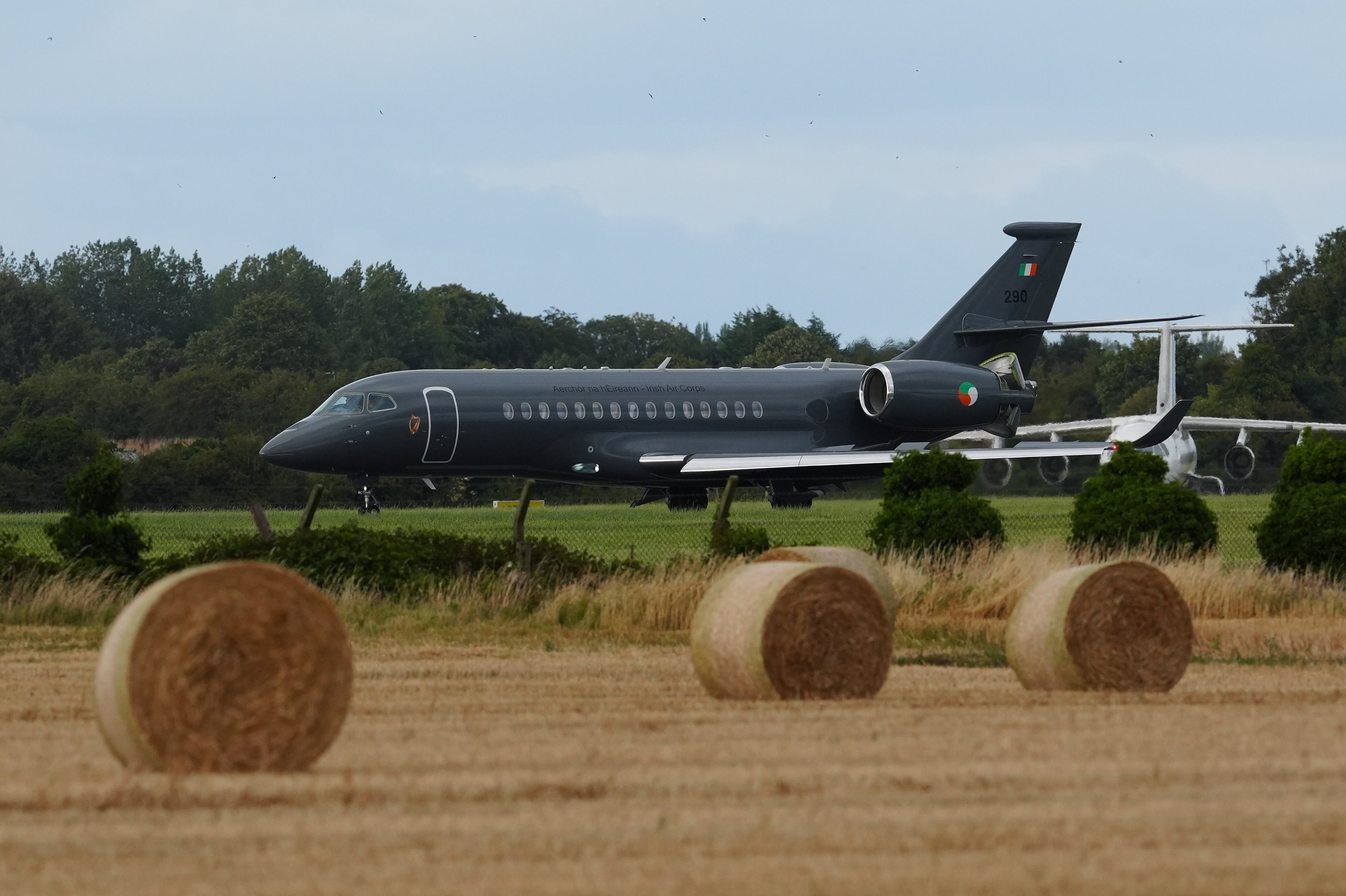 An Irish Government jet landed at Casement Aerodrome (Brian Lawless/PA)