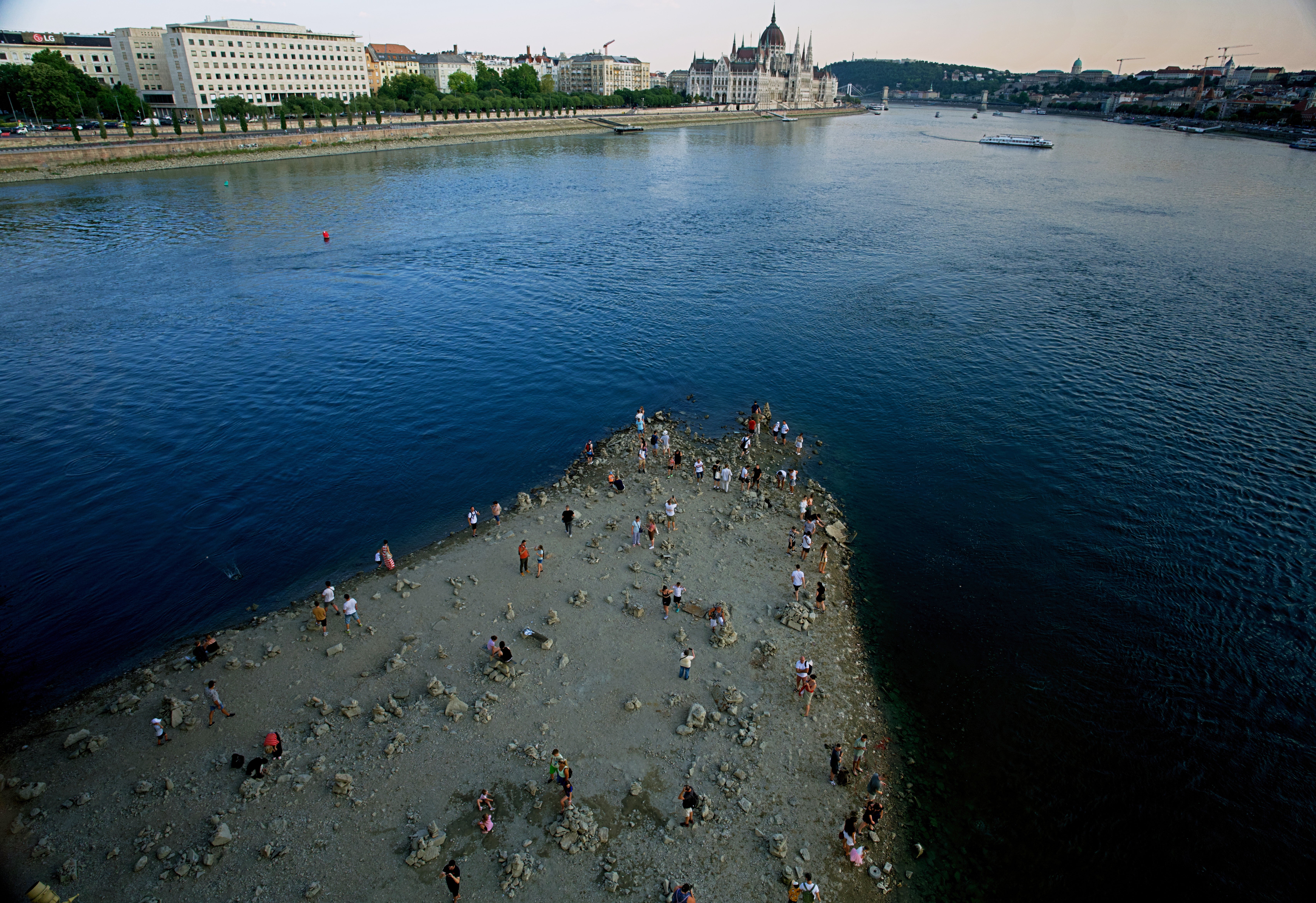 The Danube has receded to never-before-seen low water levels