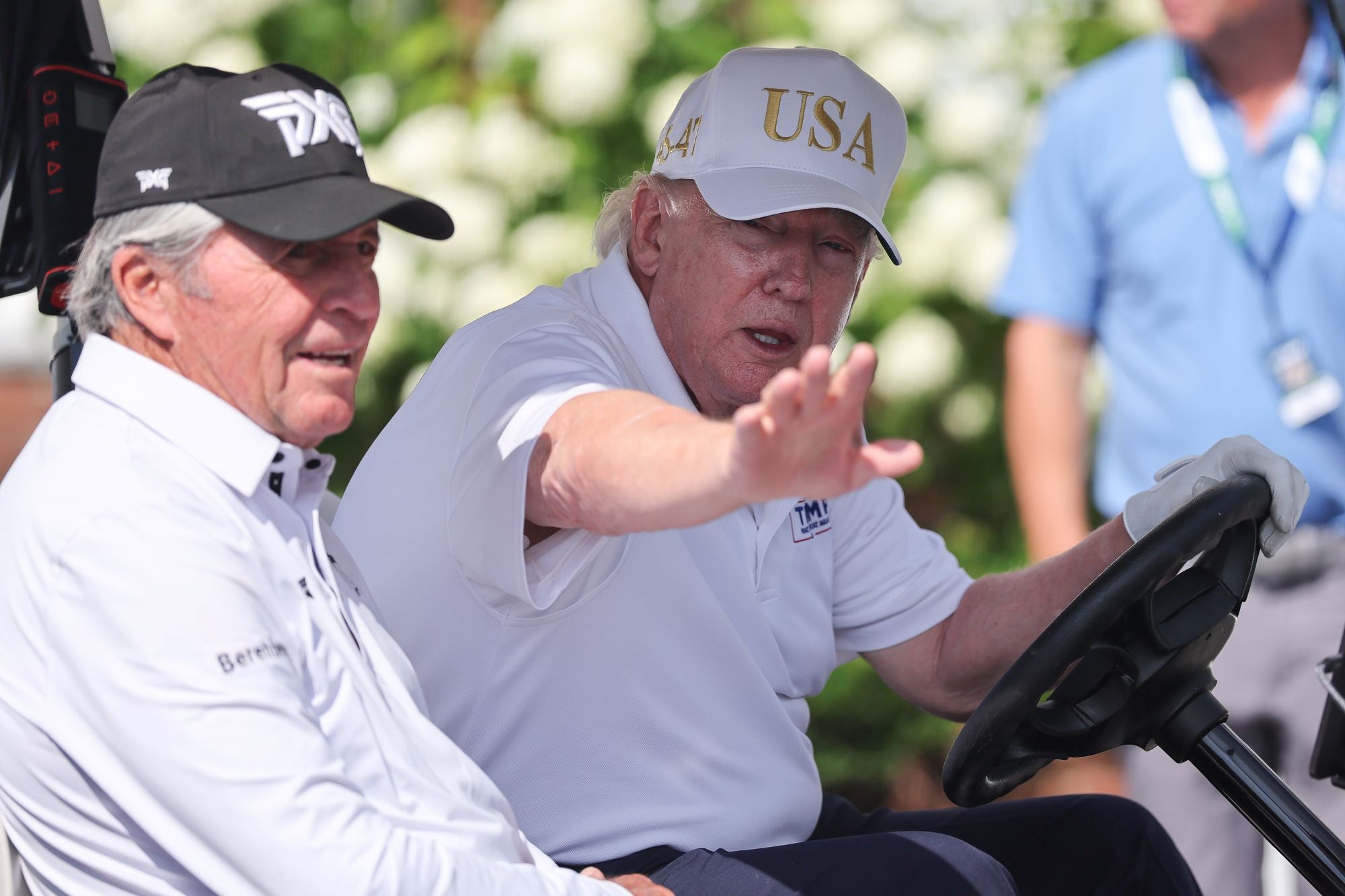 President Donald Trump posted a touched-up photograph of himself from his weekend golf trip, along with Gary Player, where he appeared much younger, instead of sharing the original image
