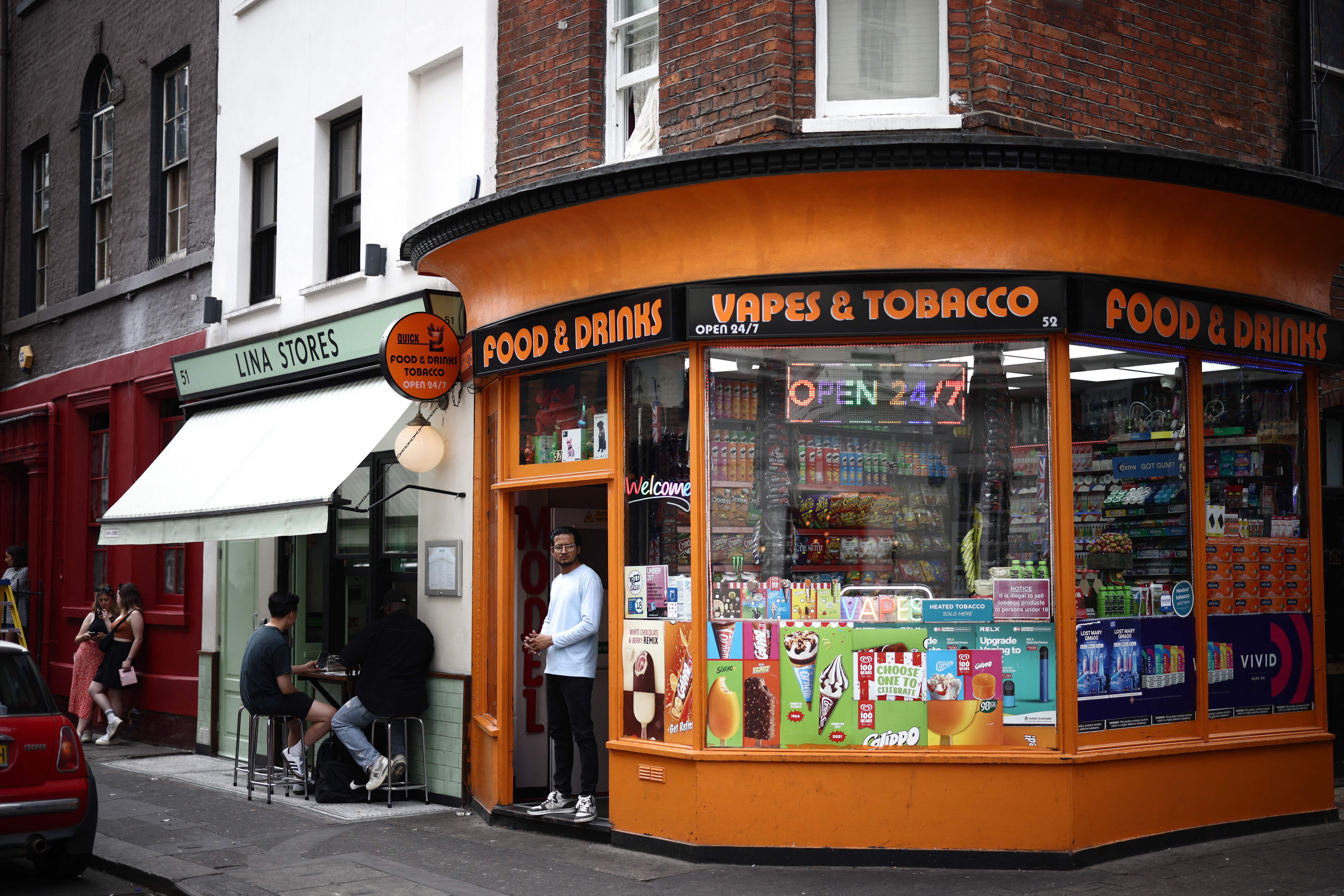 A vape shop in Soho. Vaping shops will also be regulated in a bid to help boost the British high street