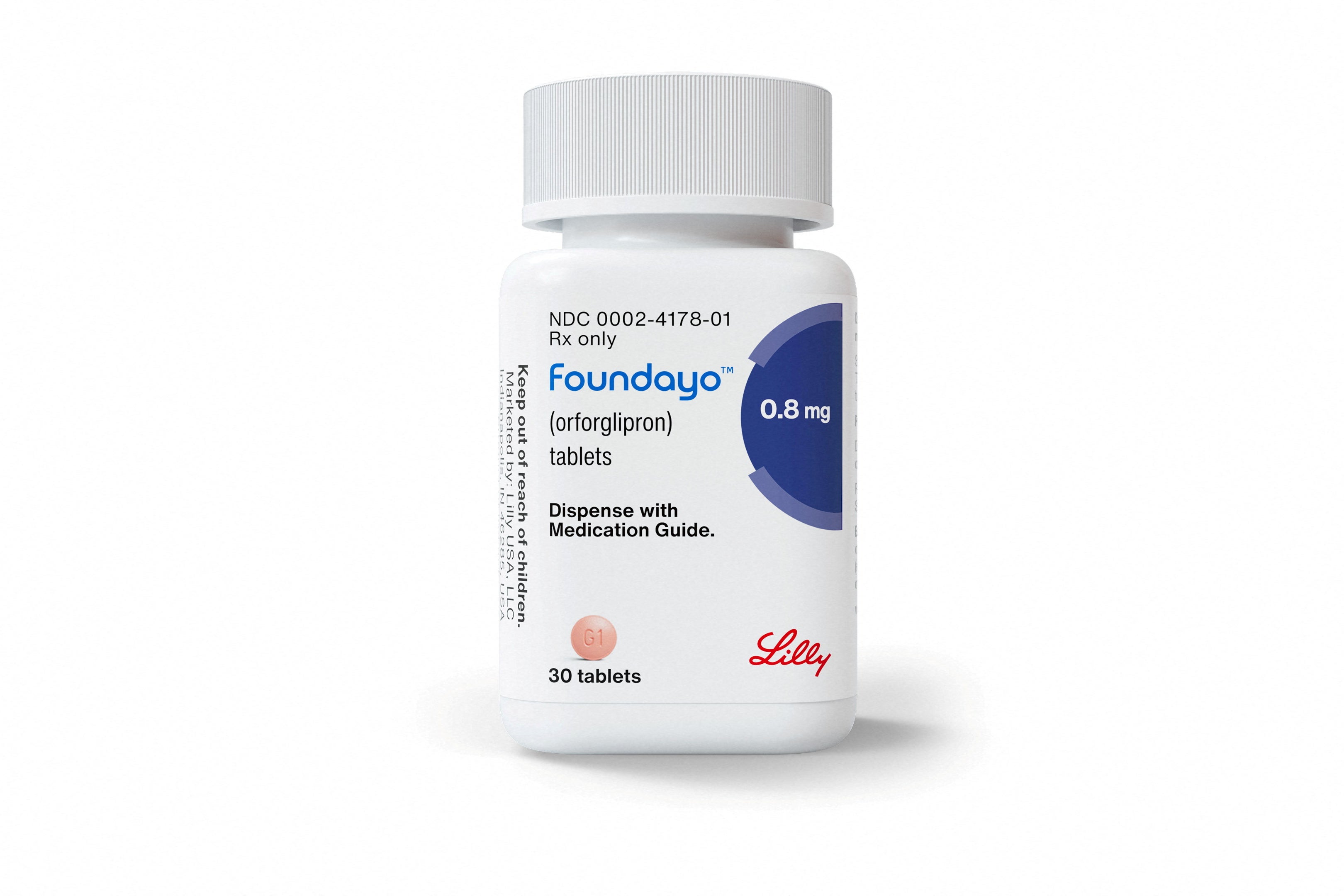 A bottle of Eli Lilly’s Foundayo weight-loss pills (Reuters)