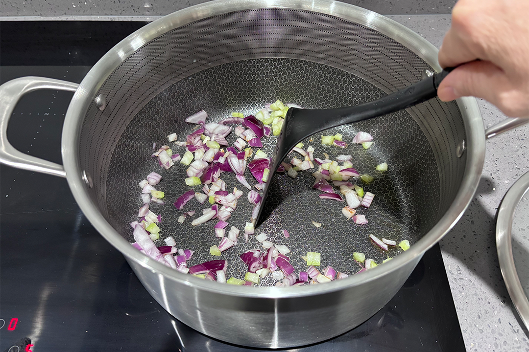 <p>I cooked a range of dishes in each induction pan, from casseroles to curries </p>