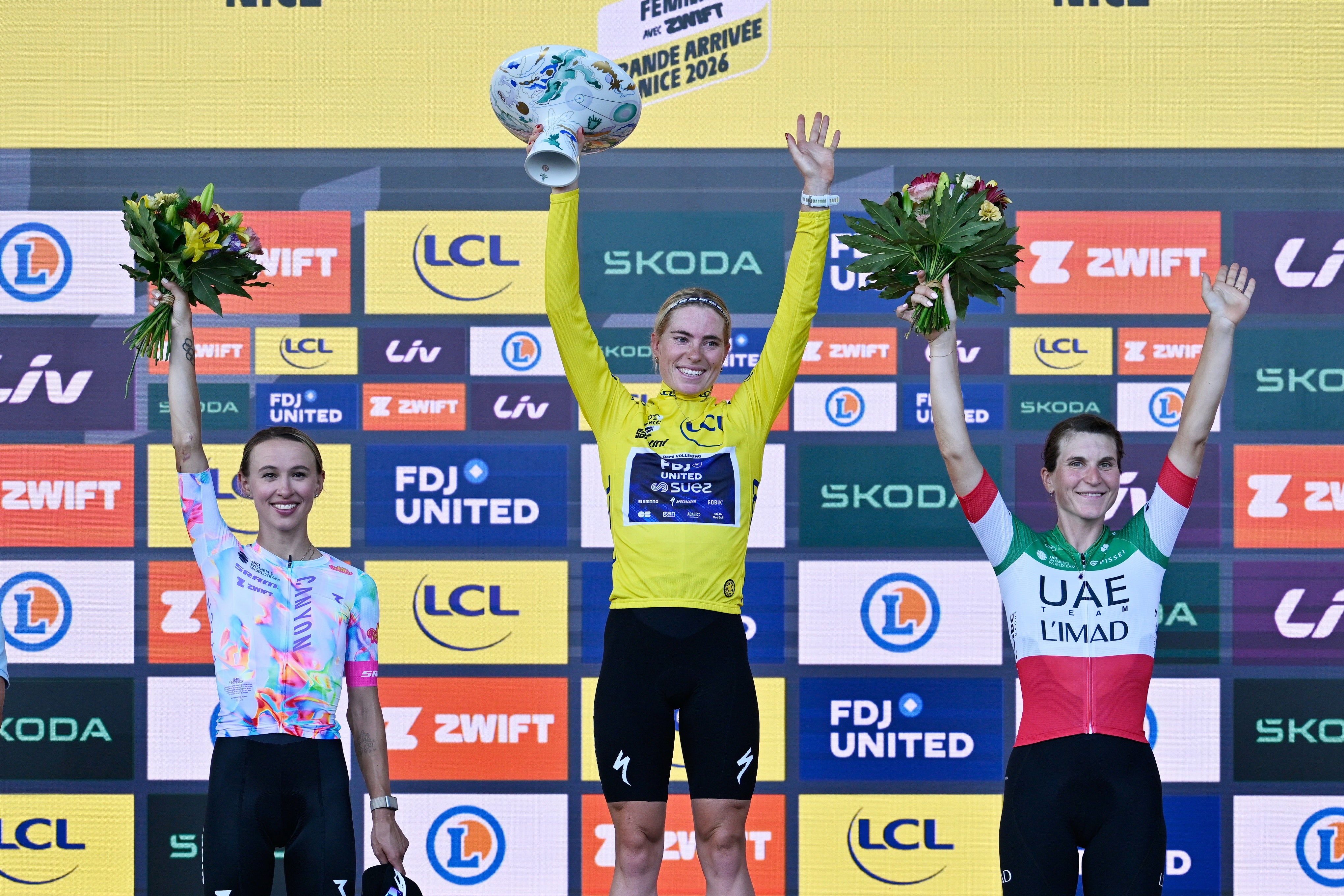 The podium featured Vollering and Niewiadoma for the fifth year running, alongside two-time Giro winner Longo Borghini