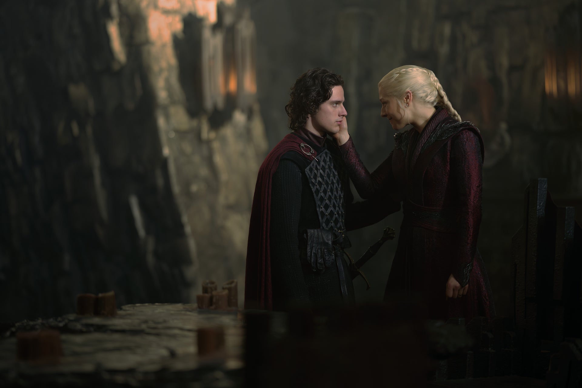 Harry Collett (left) as Prince Jacaerys Velaryon with Queen Rhaenyra (Emma D’Arcy) in 'House of the Dragon'