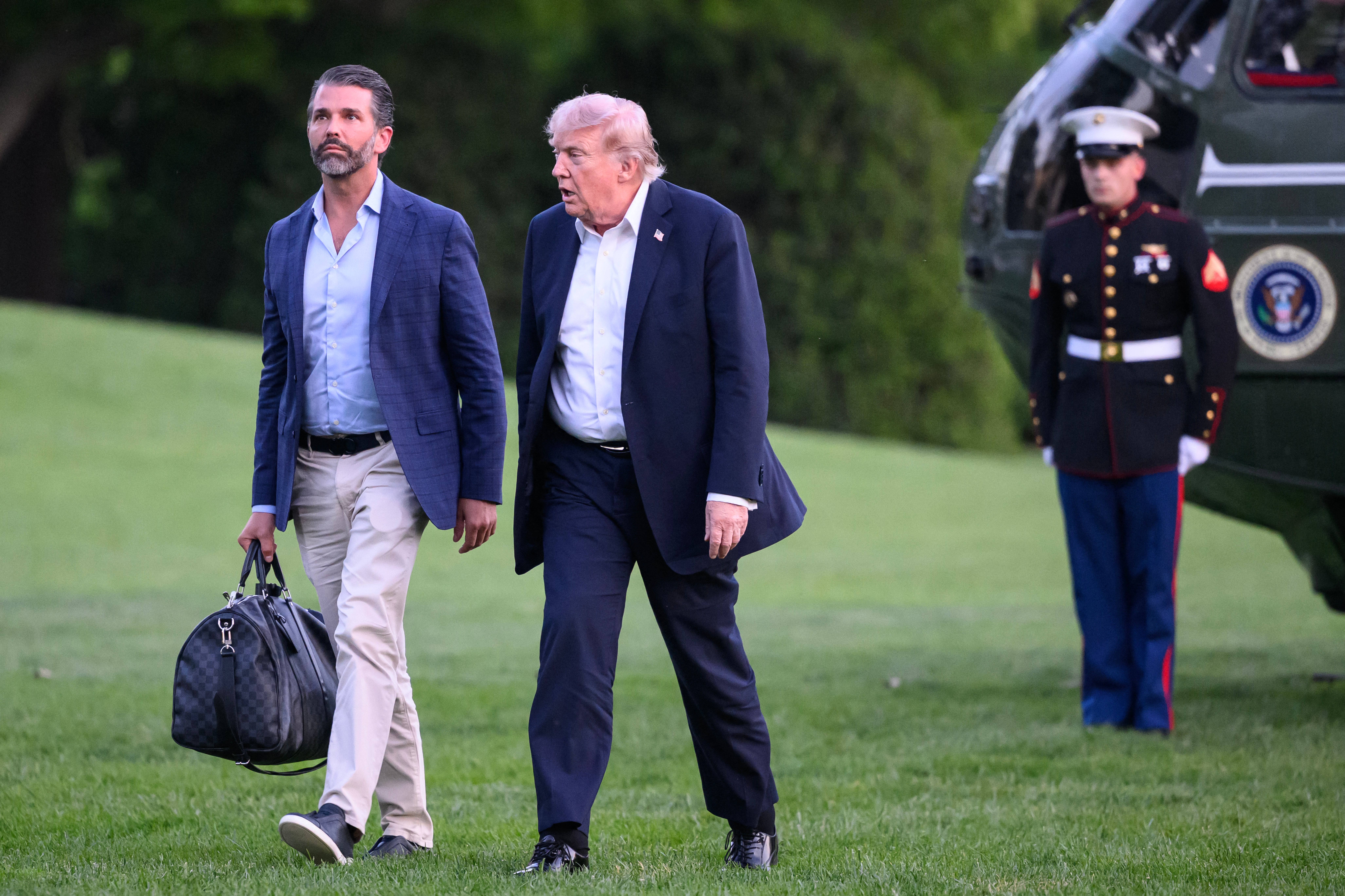 First son Donald Trump Jr. sits on the board of Trump Media & Technology Group and oversees a trust that controls his father’s 115 million shares in the company (AFP/Getty)
