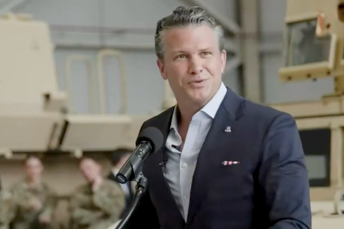 Defense Secretary Pete Hegseth joked that he was sweating like a 'son of a b****' while addressing service members in South Carolina (US Department of War)
