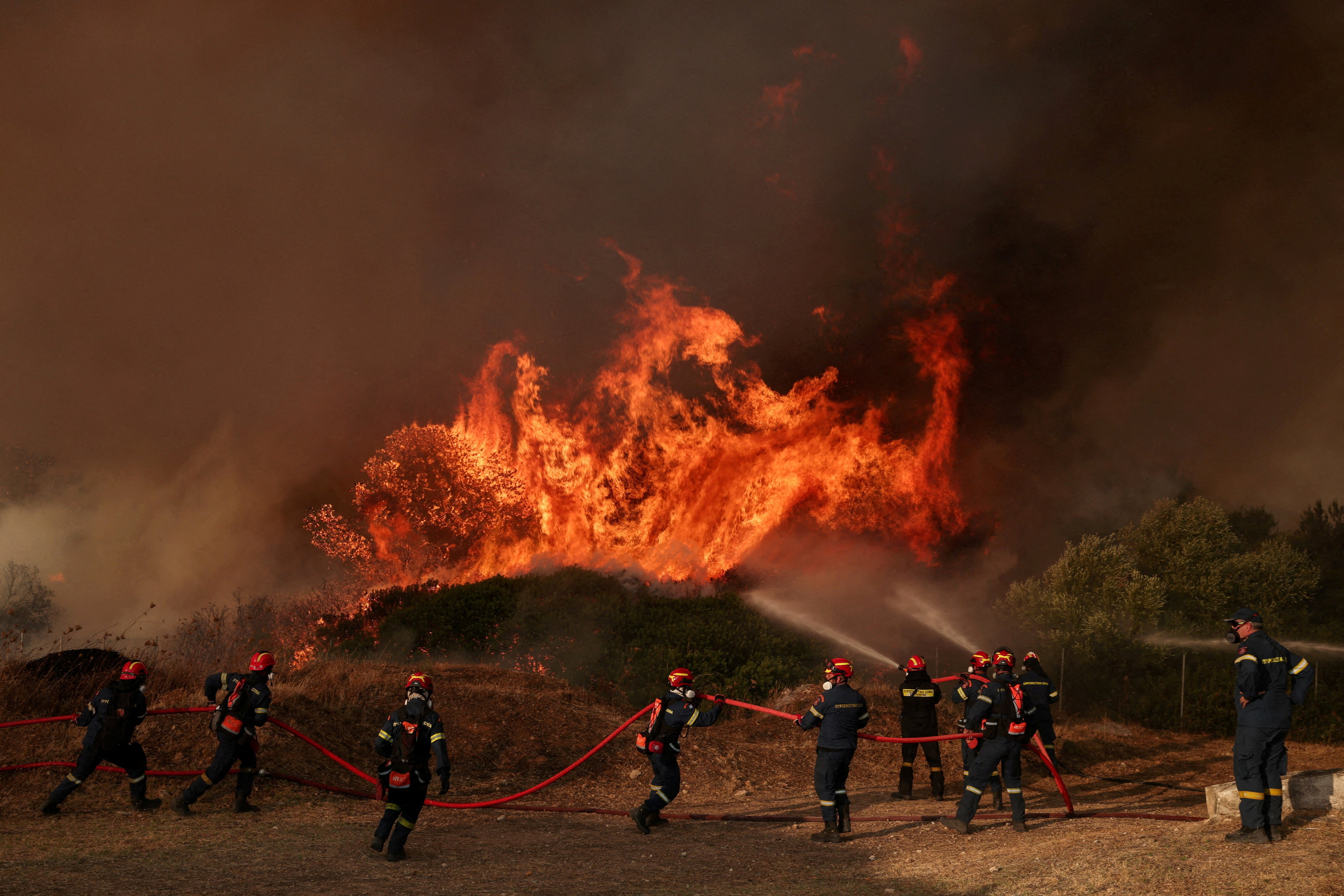 Firefighters battled a blaze in west Attica, near Athens, for five days