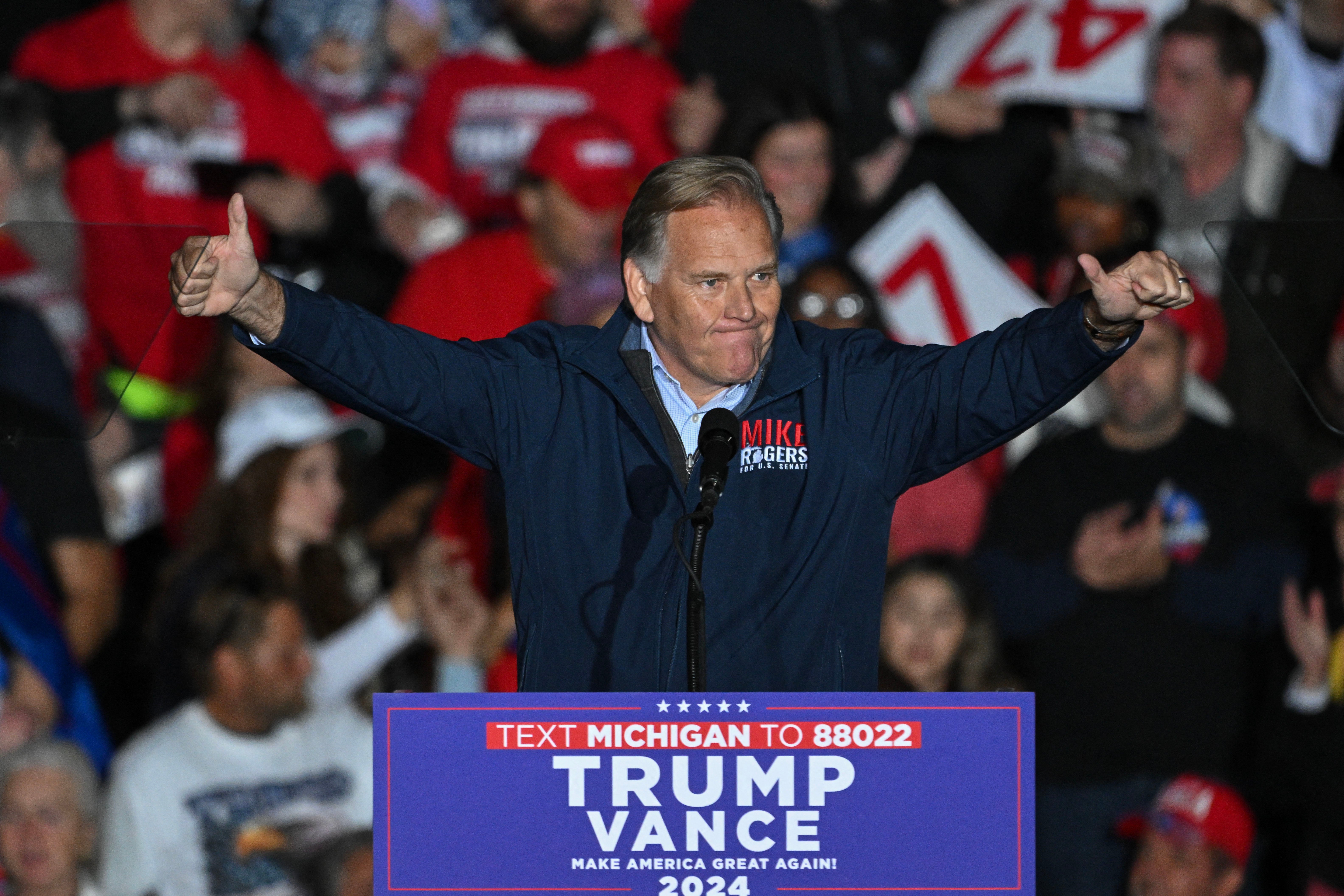 Michigan’s Mike Rogers on the campaign trail for Trump in 2024 (AFP/Getty)