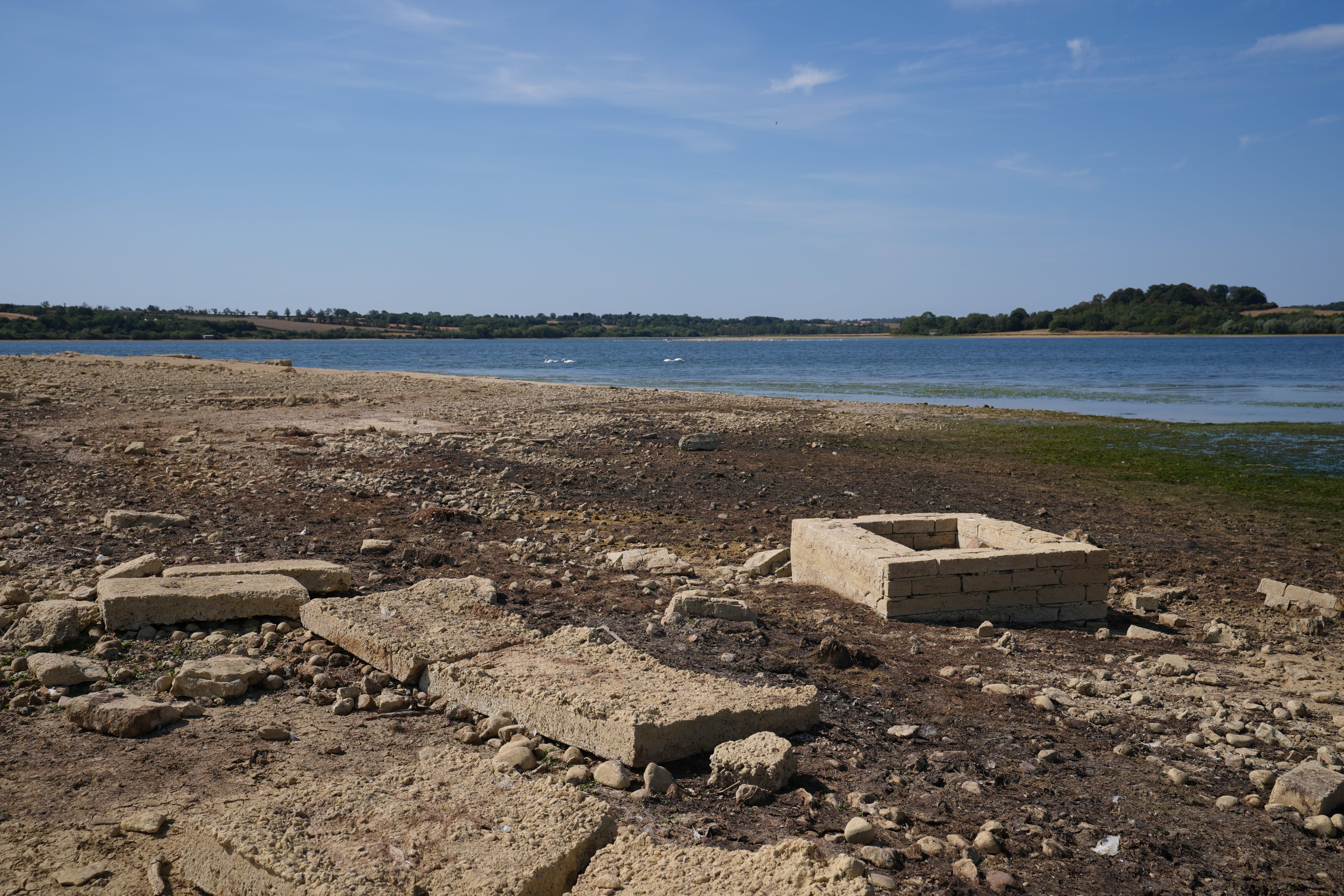 The remains of Nether Hambleton have been uncovered at theh bottom of a reservoir (PA)