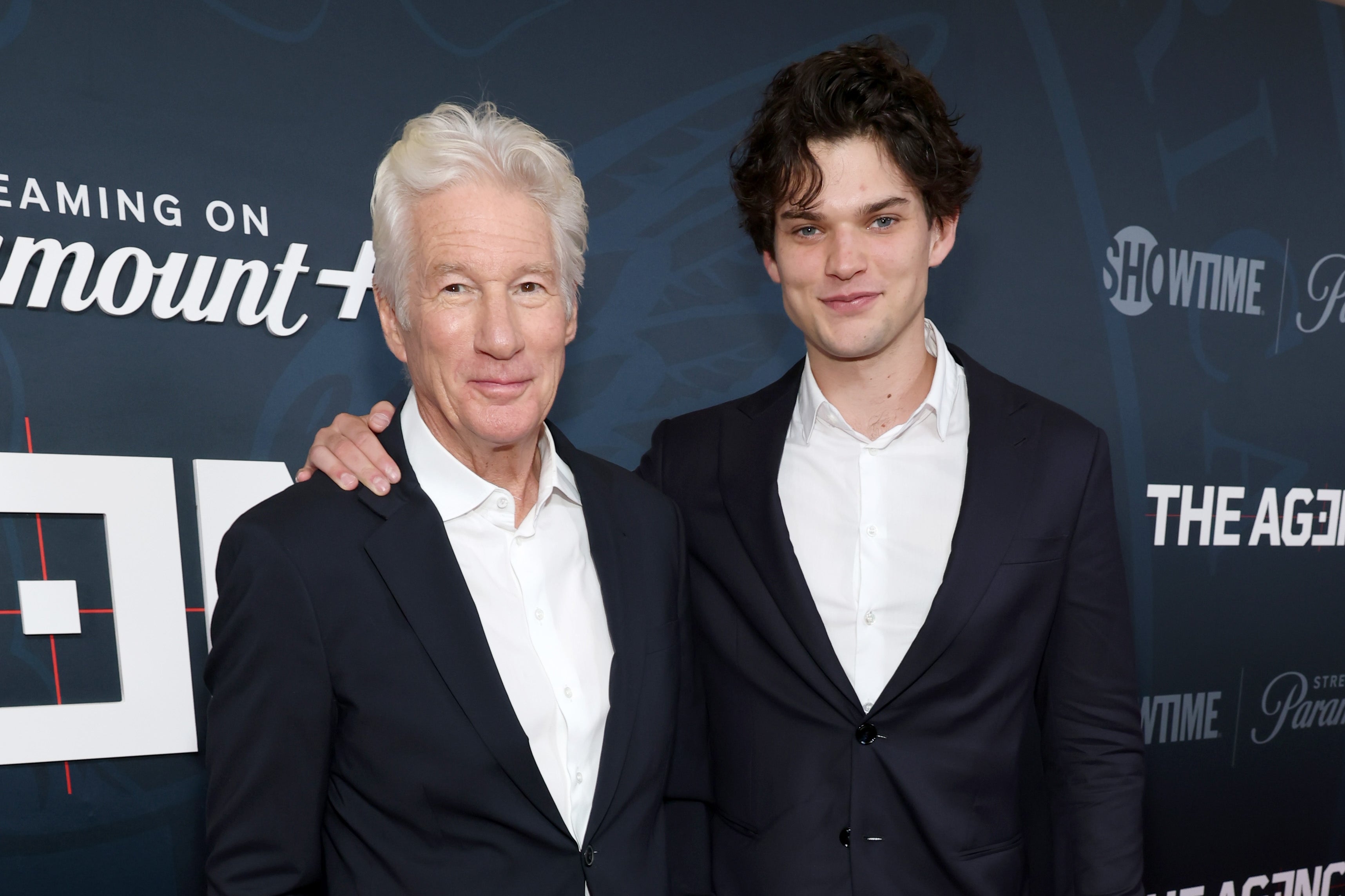 Richard Gere’s son Homer (right) was born while the elder Gere was with his second ex-wife, Carey Lowell (Getty)
