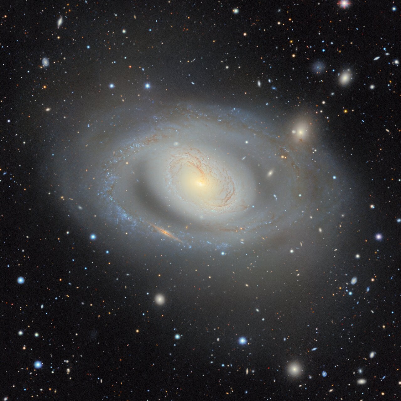 This spiral galaxy Messier 96 - 35 million light-years away from Earth - is among billions of other objects captured in the largest-ever two-dimensional map of the universe. The map was just released by astronomers