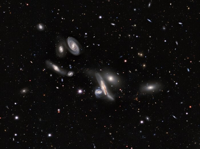 A group of galaxies nicknamed the Copeland Septet is also seen in the constellation of Leo