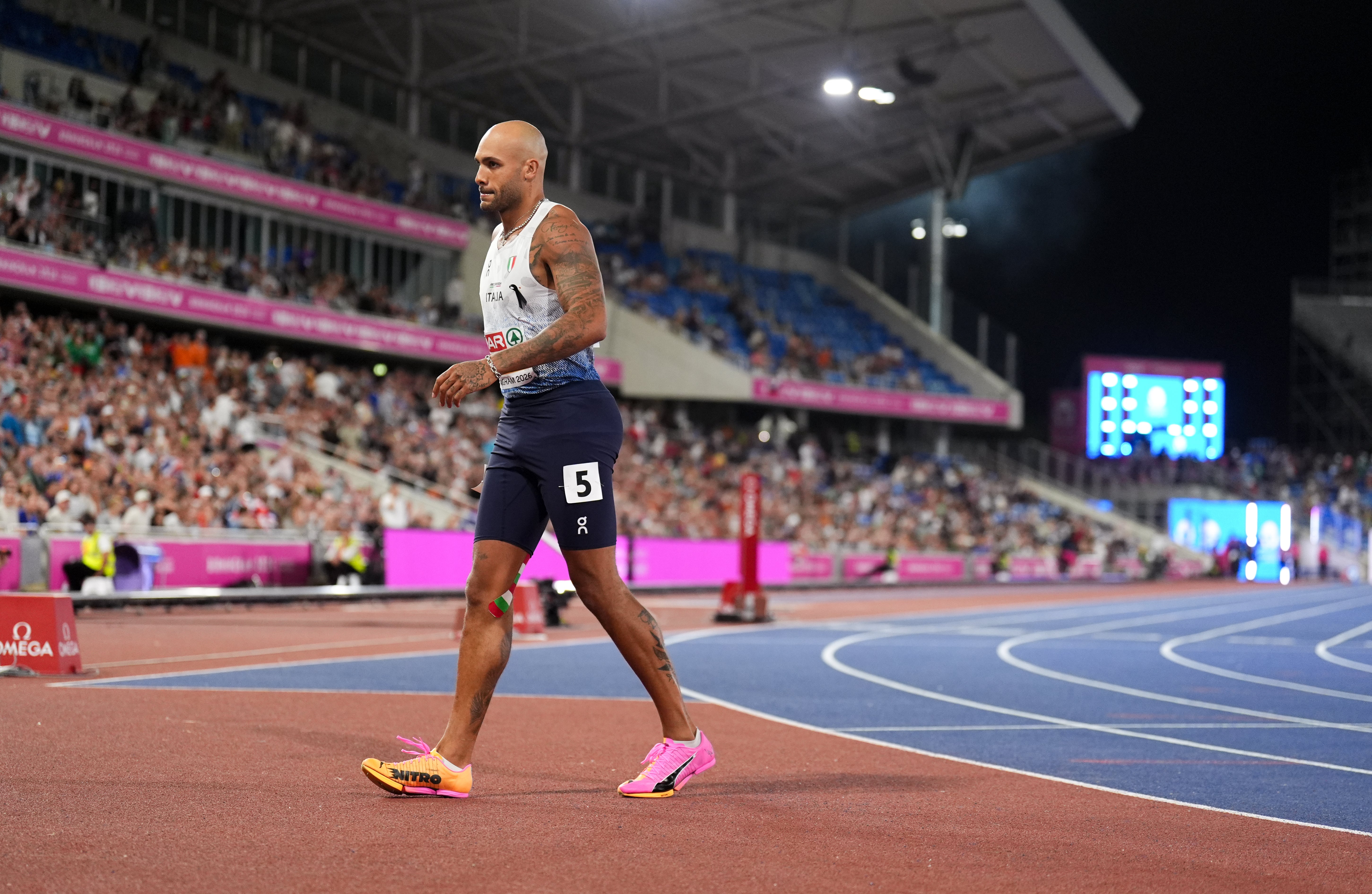 Marcell Jacobs pulled up during the final (Mike Egerton/PA)
