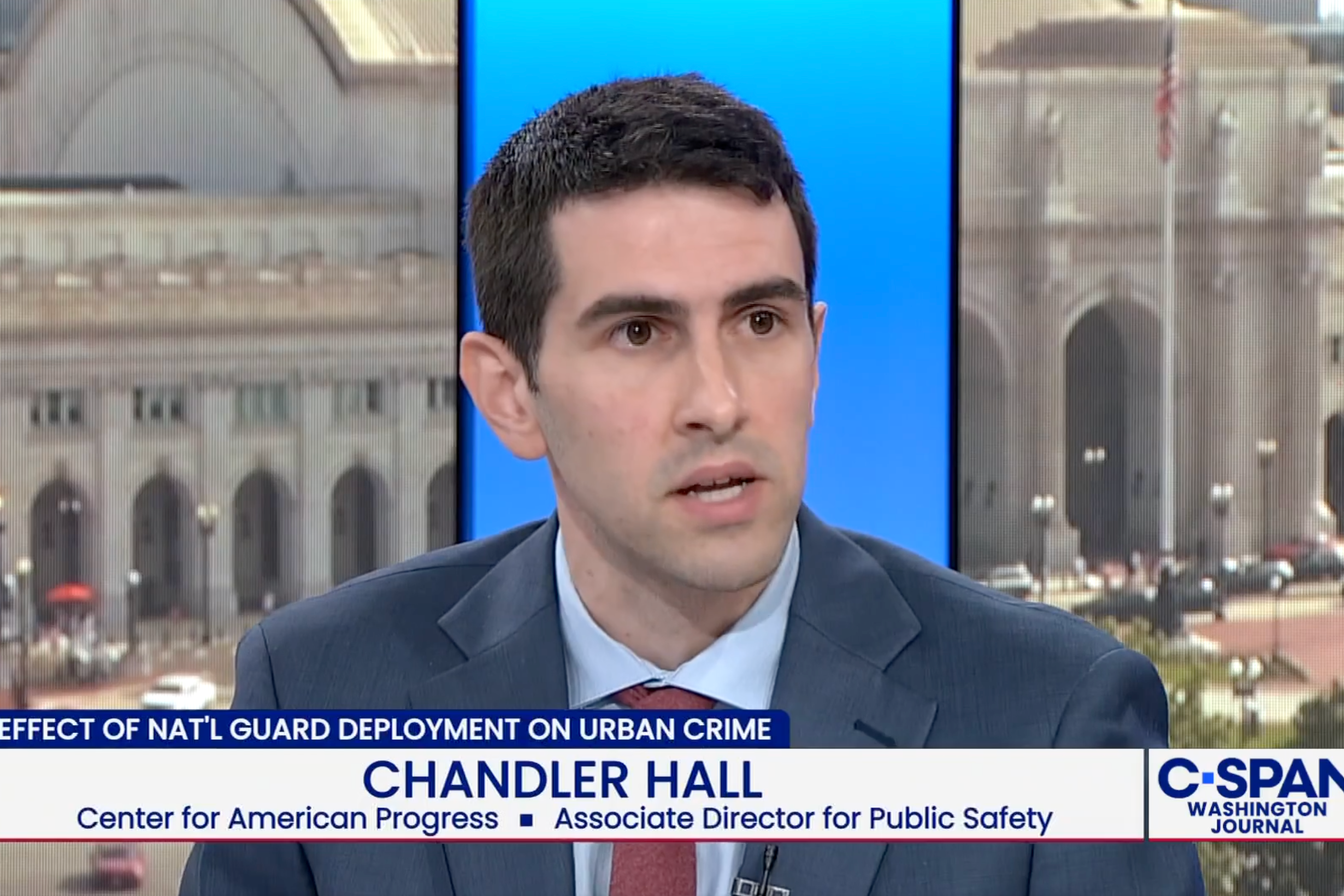 Chandler Hall of the Center for American Progress says his organization has concluded that Trump's federal law enforcement surge has not proven an effective policy, despite costing $1.7 billion (C-SPAN)