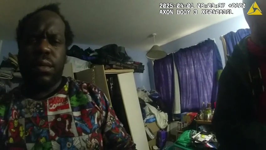 Screengrab taken from bodyworn video from April 1 2025 of Simon Levy being arrested for the first murder (Metropolitan Police)