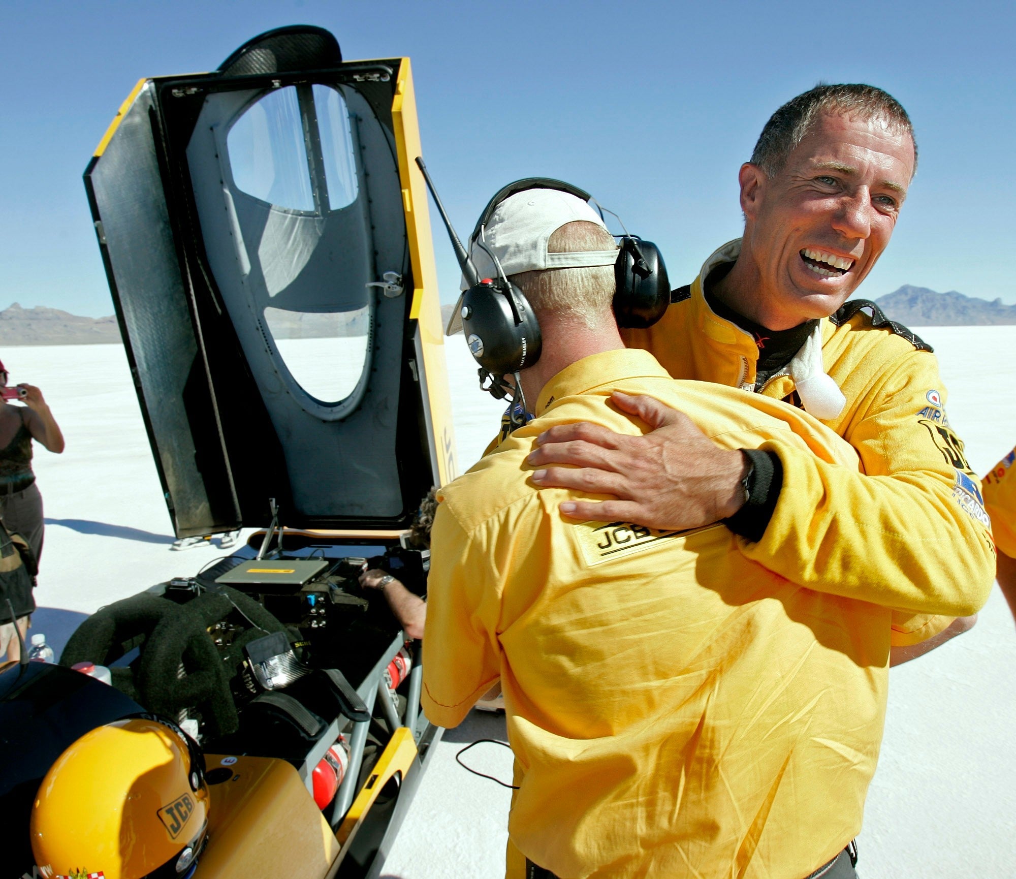 British driver Andy Green, right, has set a new land-speed record at Utah's famous Bonneville Salt Flats