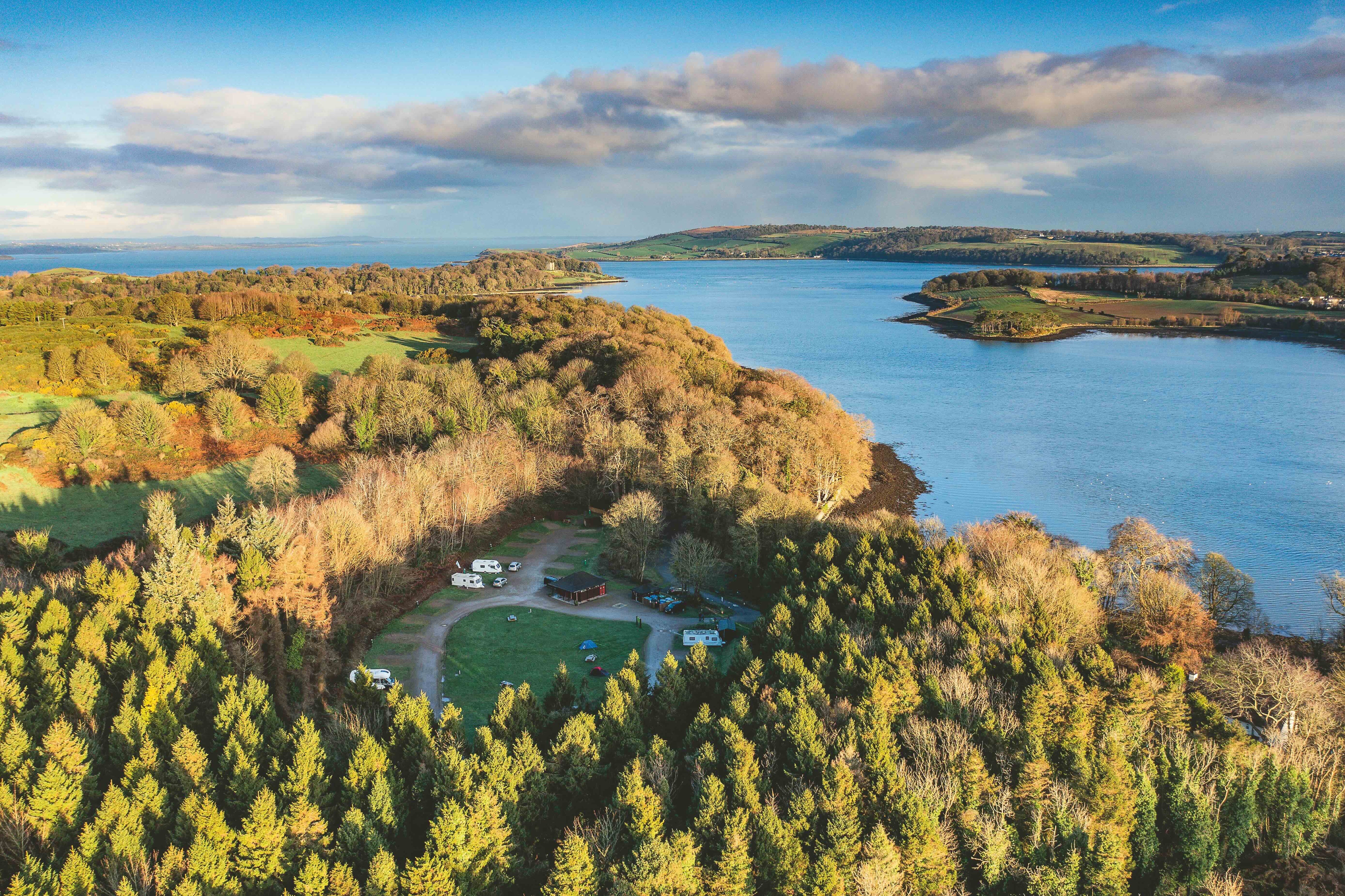 Castle Ward Caravan Park looks out over the tidal waters of Strangford Lough