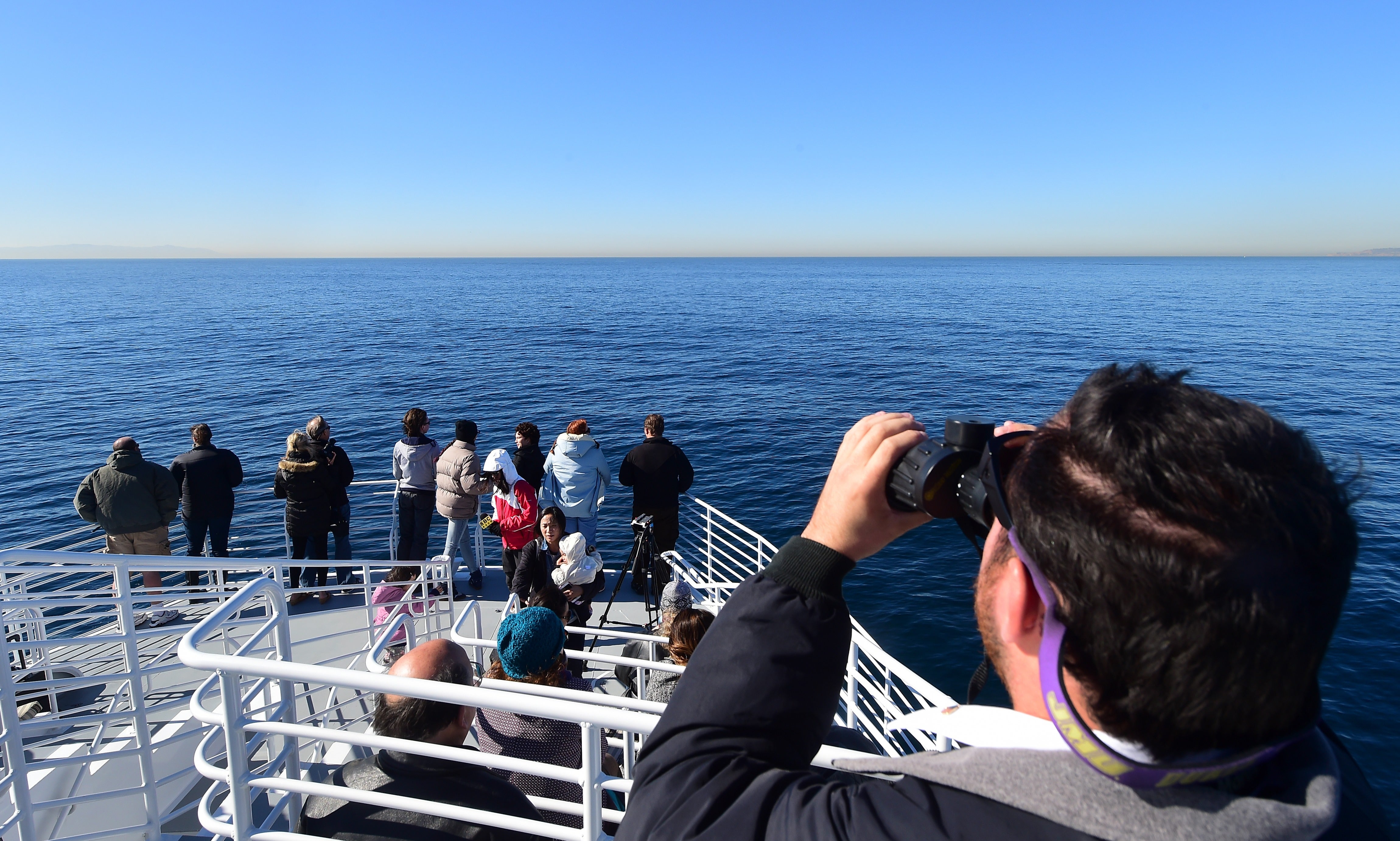 Whale watchers look out at the Pacific Ocean from Long Beach, California, in January 2016. Only .0001 percent of the deep ocean has ever been observed by scientists