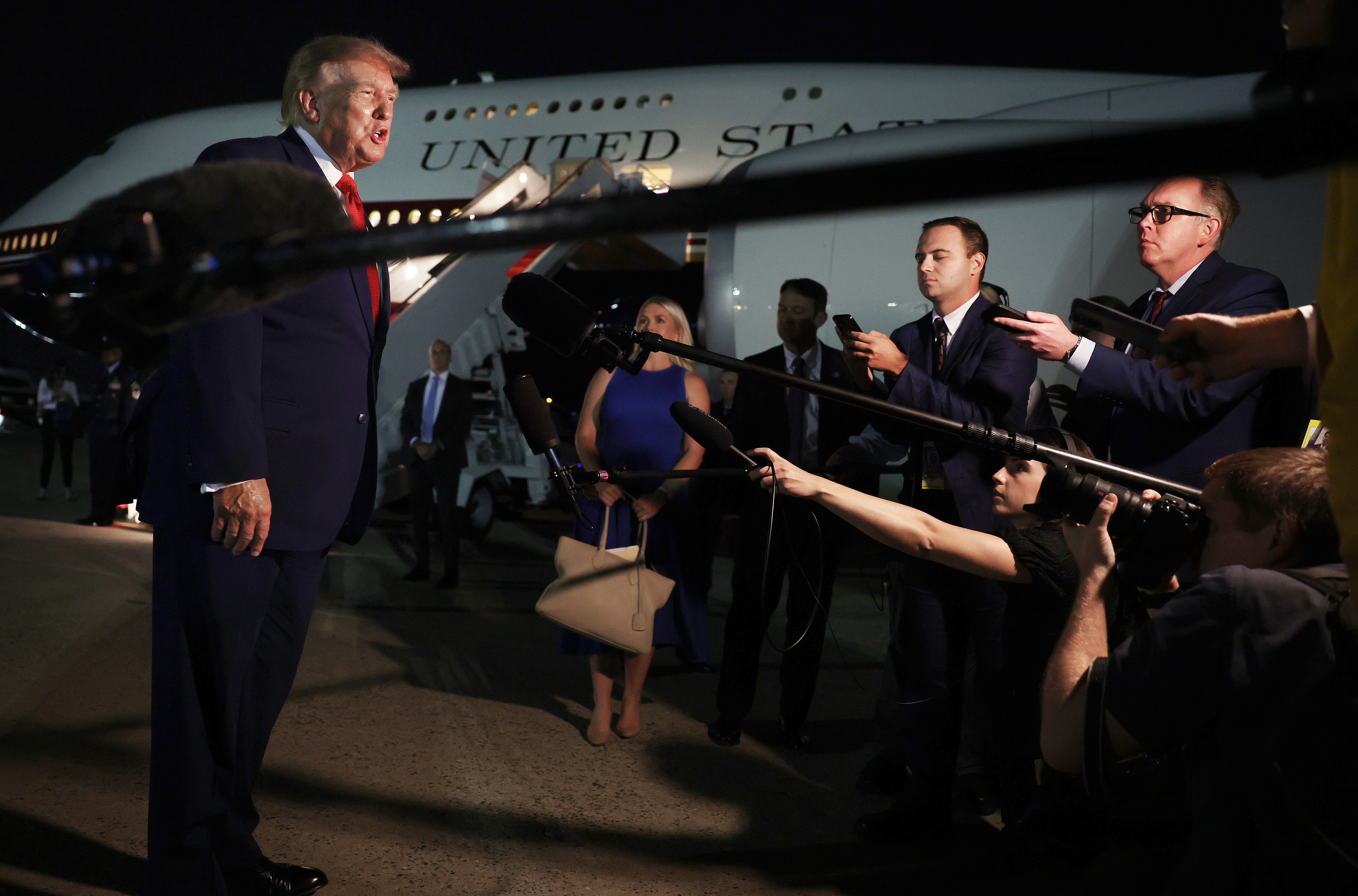 Trump was at Joint Base Andrews Tuesday night while returning from a Patriots game in Ohio