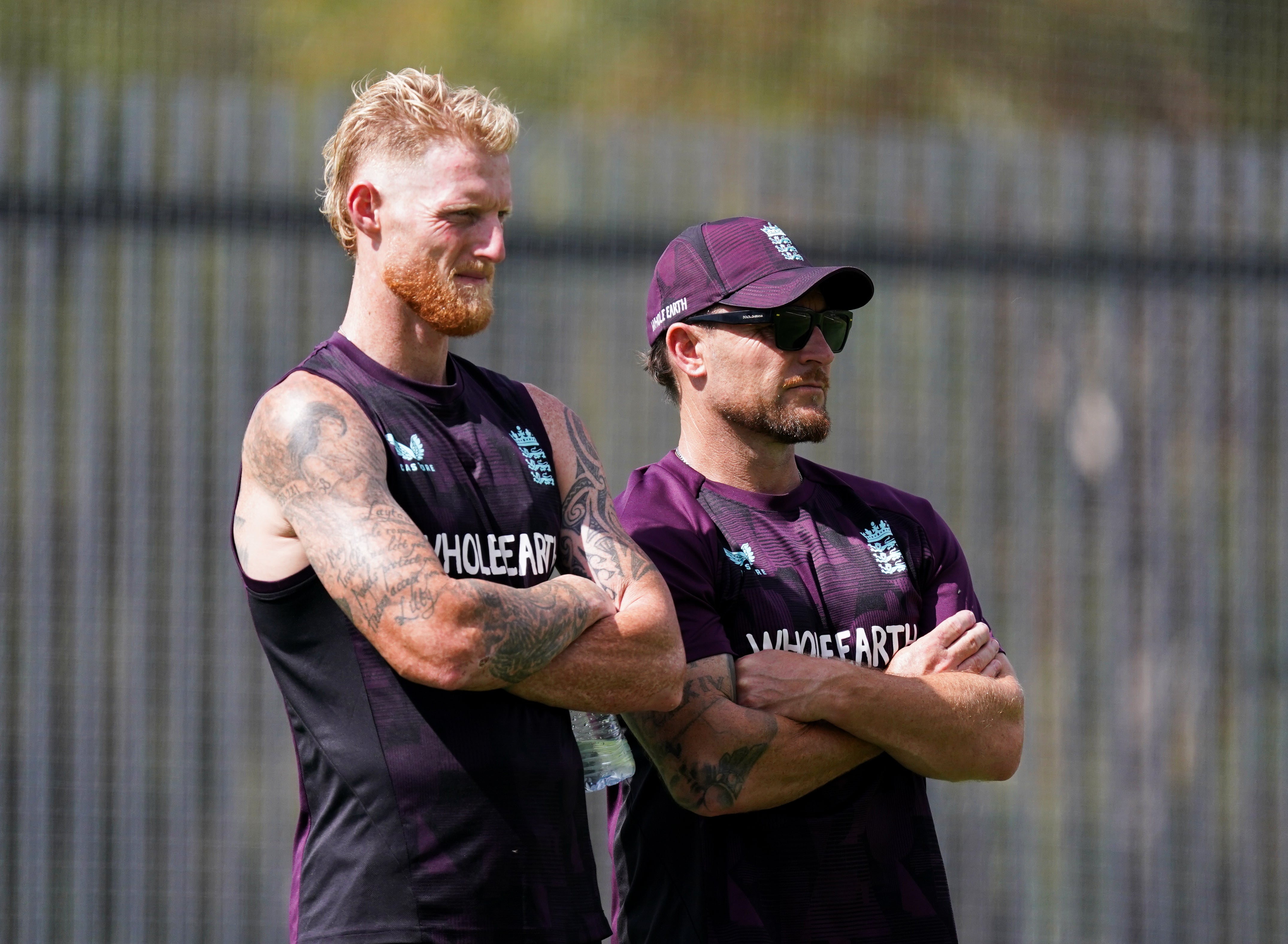 England’s former red-ball head coach Brendon McCullum with ex-captain Ben Stokes (Robbie Stephenson/PA)