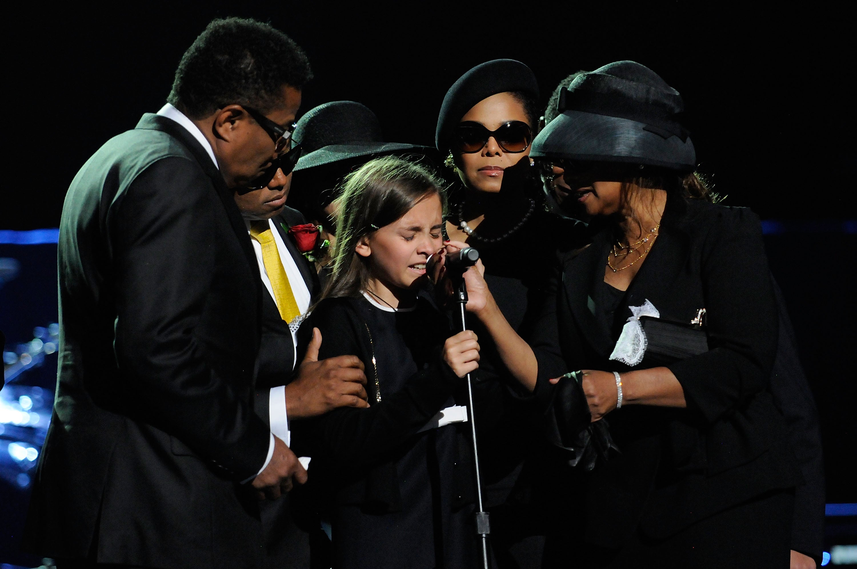 Paris Jackson stepped up to the microphone at just 11 years old to pay tribute to her dad, Michael, at his memorial service in 2009 (Getty)