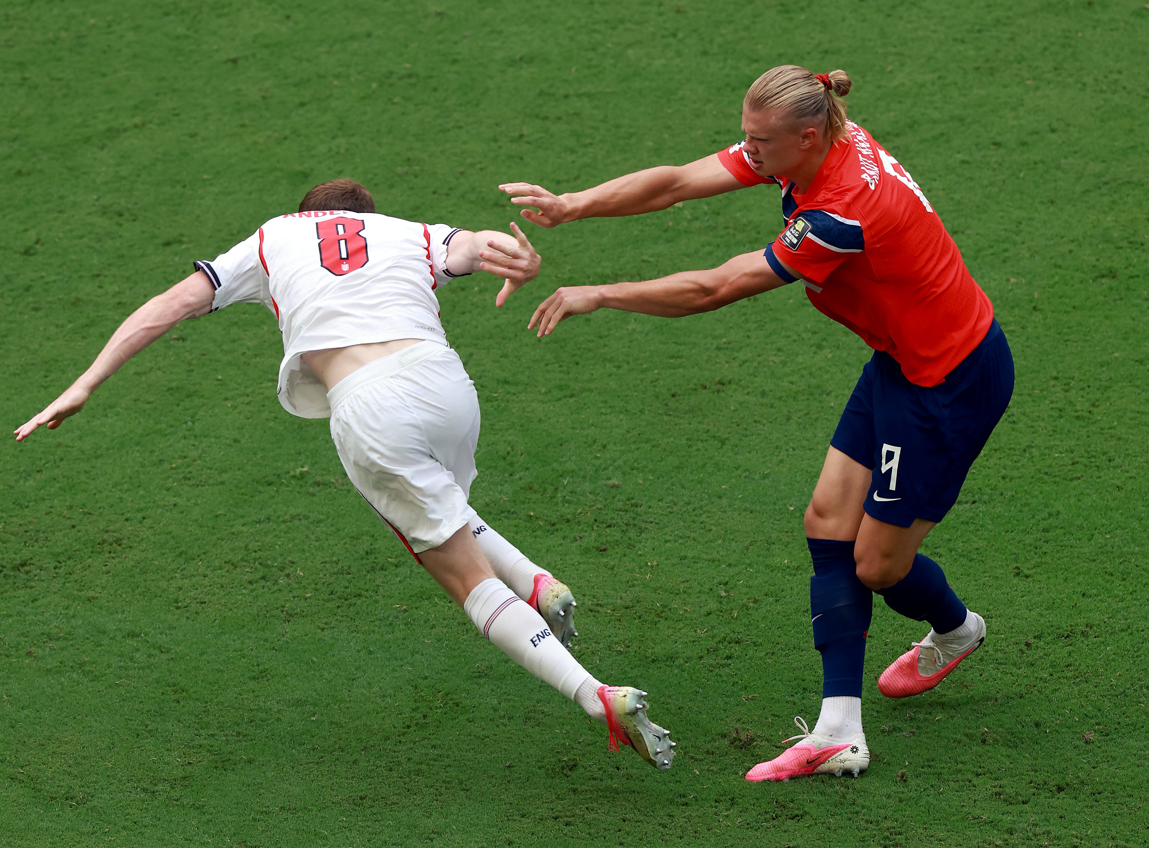 Elliot Anderson clashed with new colleague Erling Haaland at the World Cup