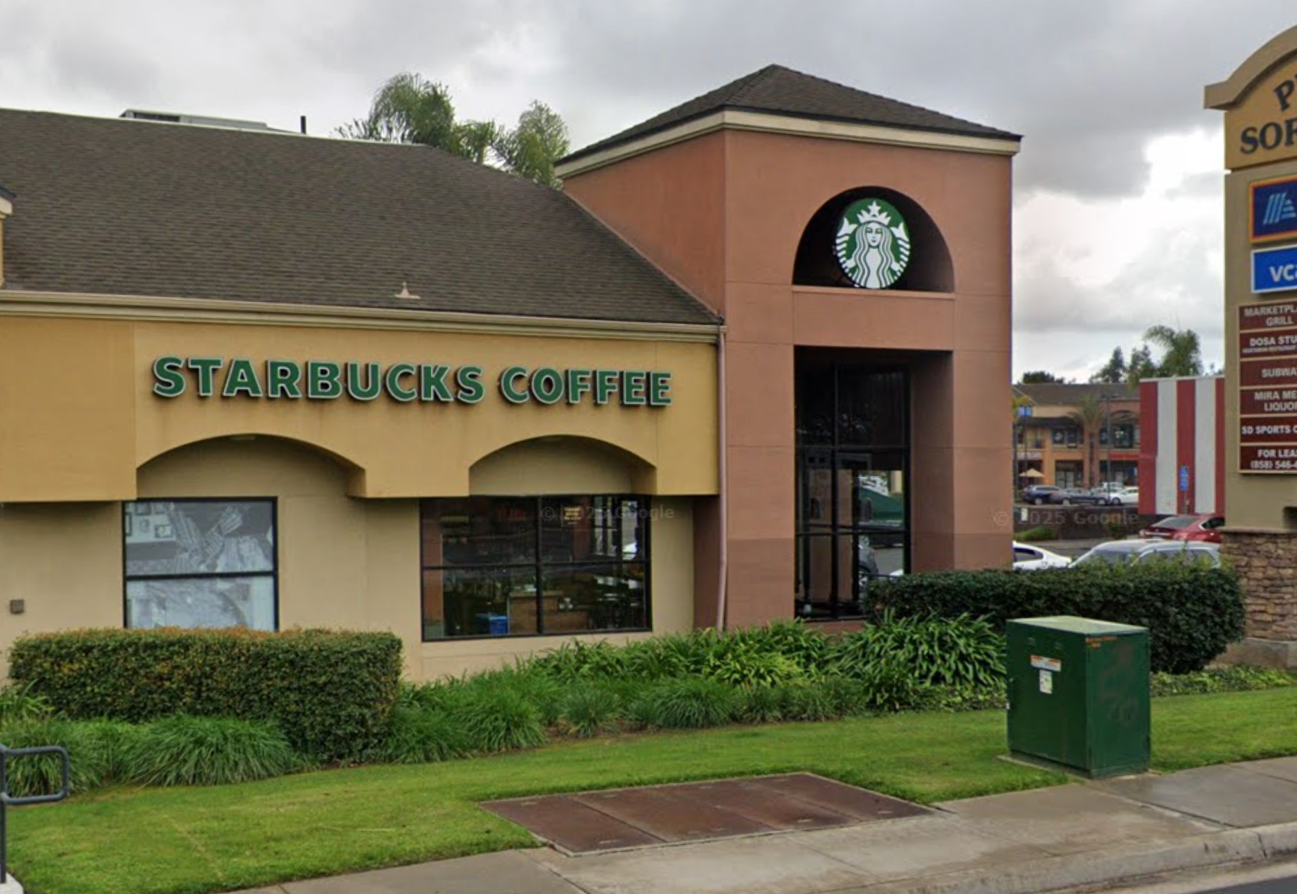 The Starbucks location in San Diego where Vladimir Podlipskiy, 63,  claims he suffered permanent nerve damage to his genitalia (Google Maps)