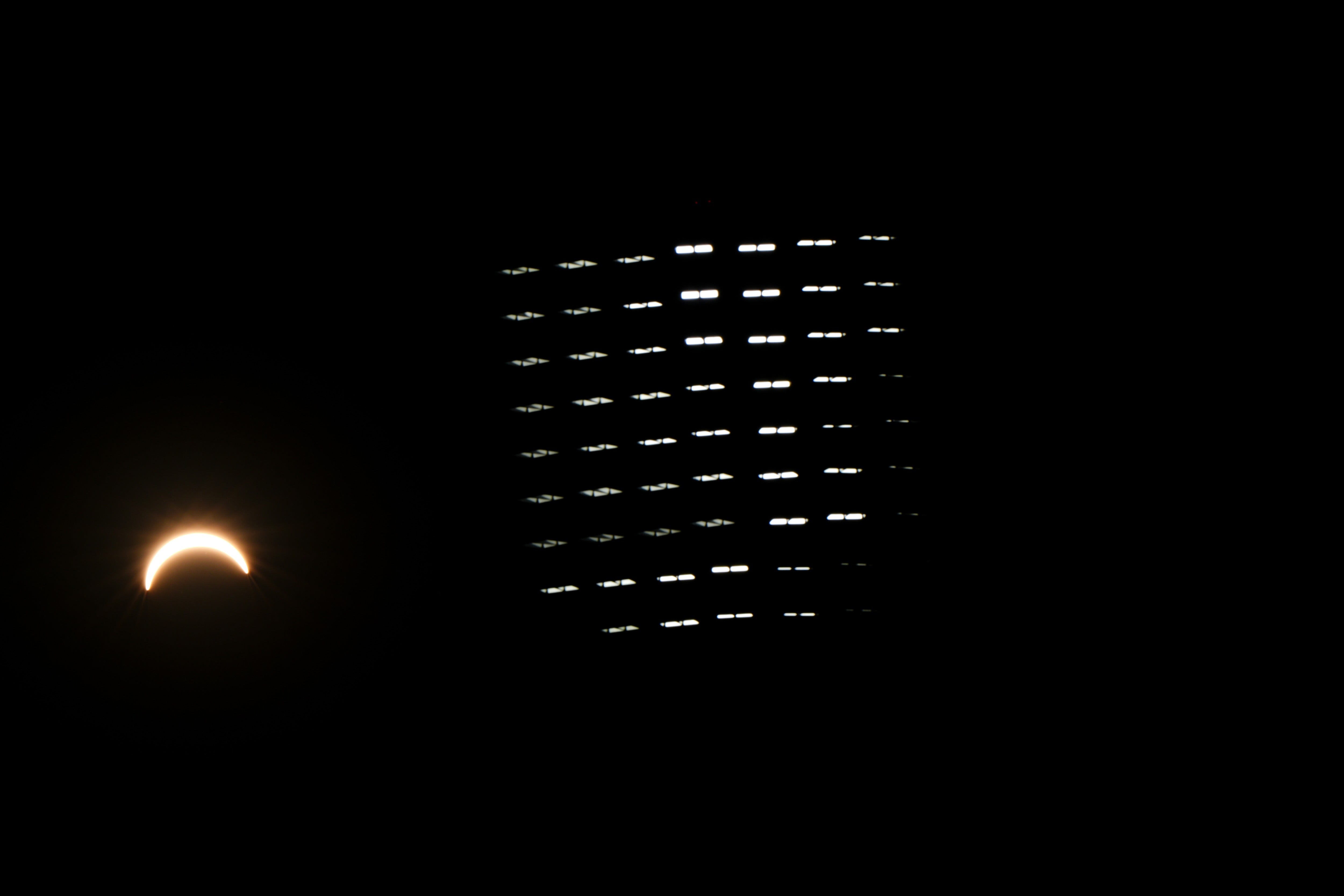 The solar eclipse as seen from Perry Barr's Alexander Stadium, Birmingham