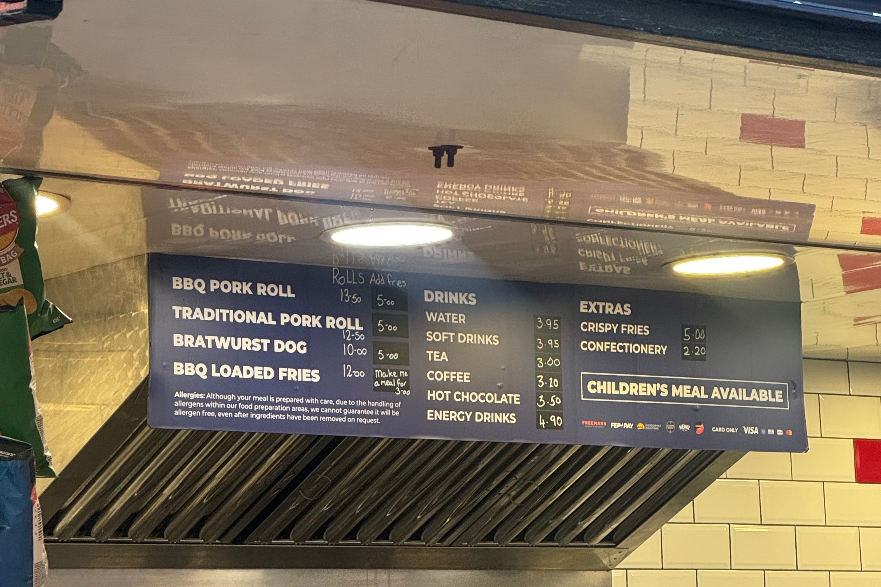 A BBQ pork roll and chips could set you back £18.50 (Sunny Badwal/PA)