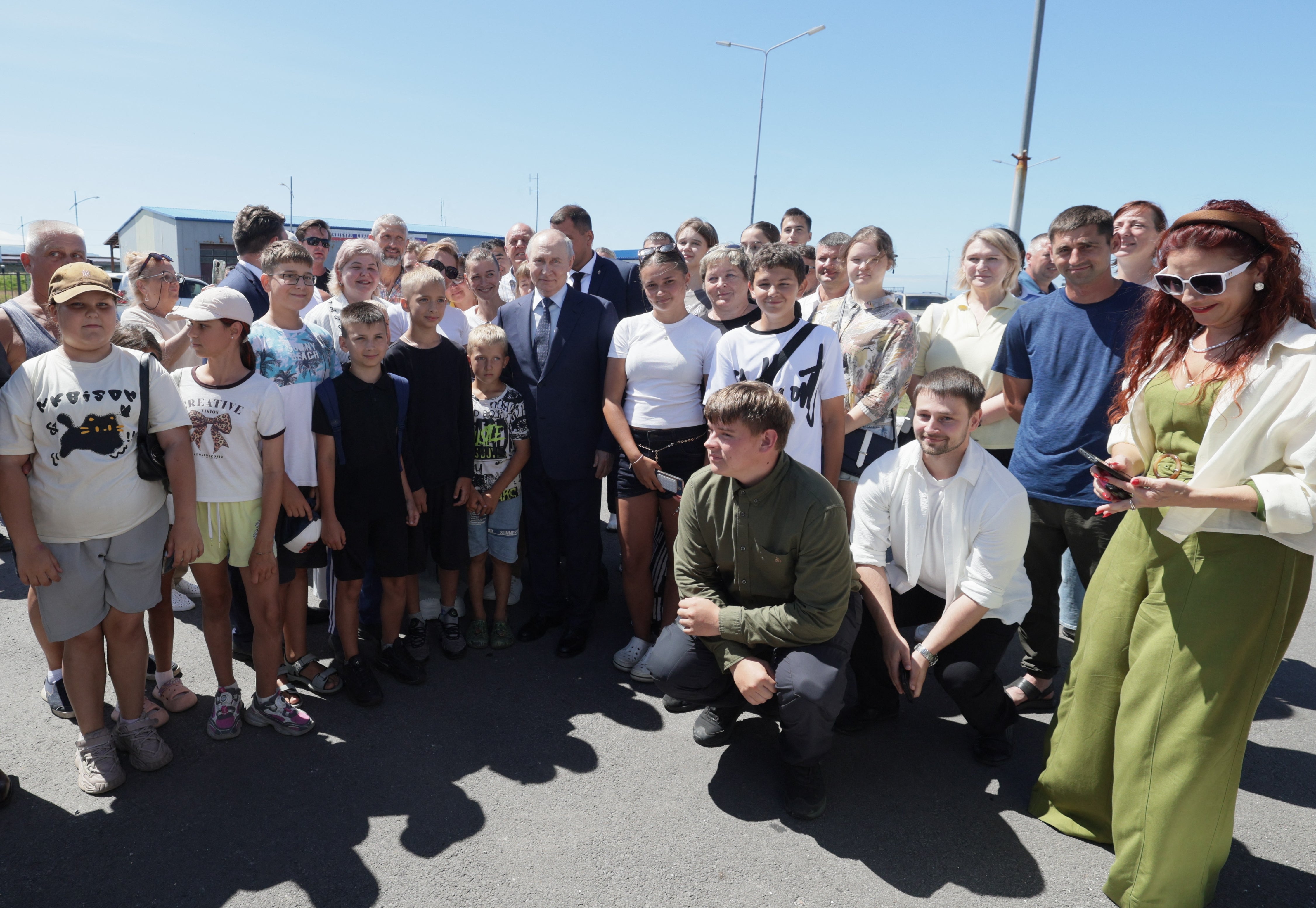 The Russian president interacted with local residents during the trip