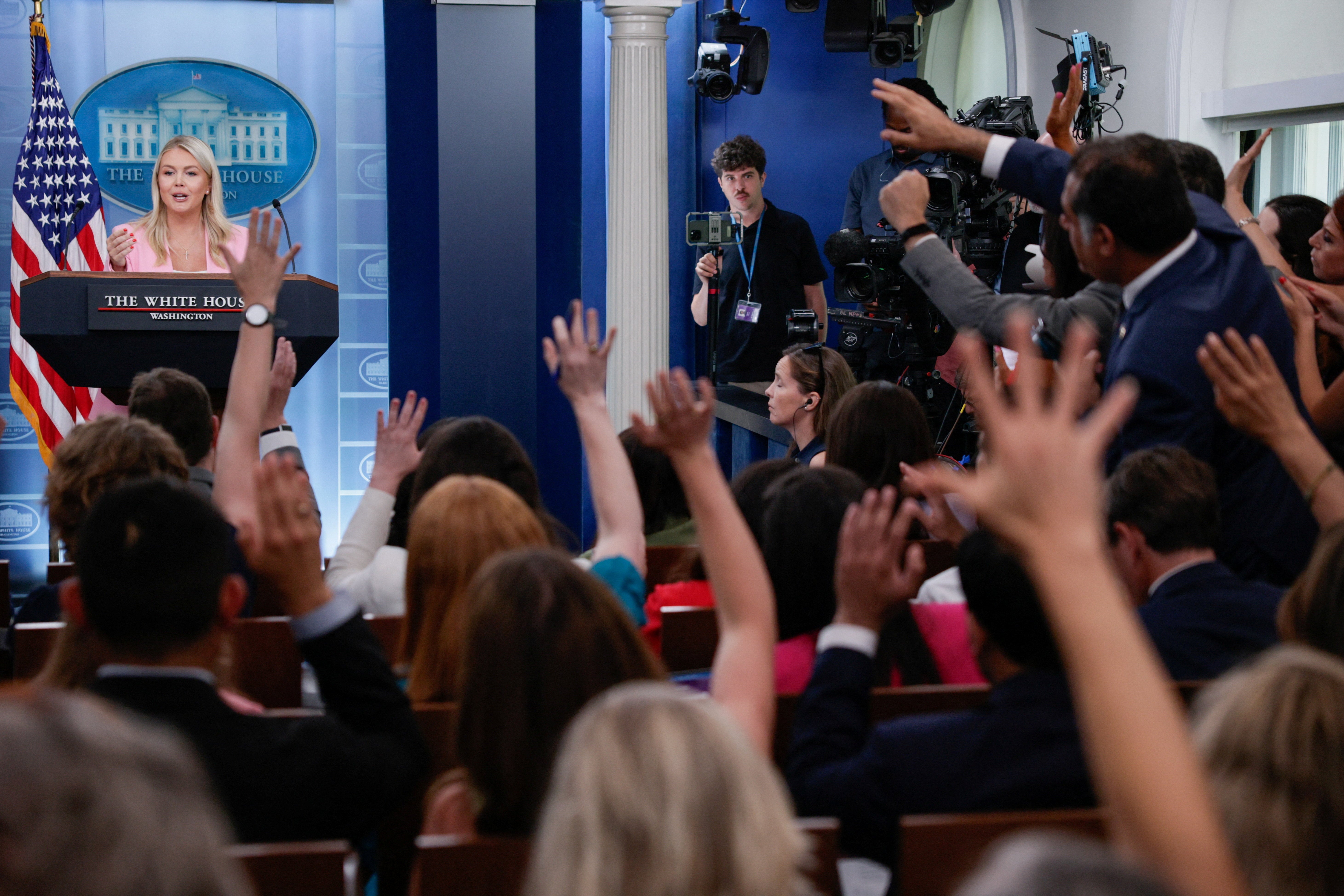 The press secretary has repeatedly lambasted journalists while taking questions (Reuters)