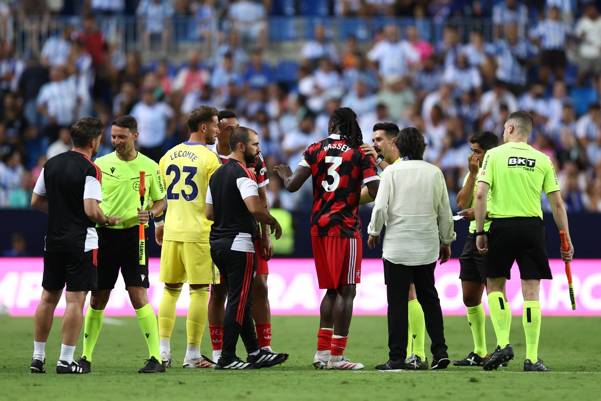Fulham respond after fiery friendly ends with walk-off as Malaga score penalty in empty net