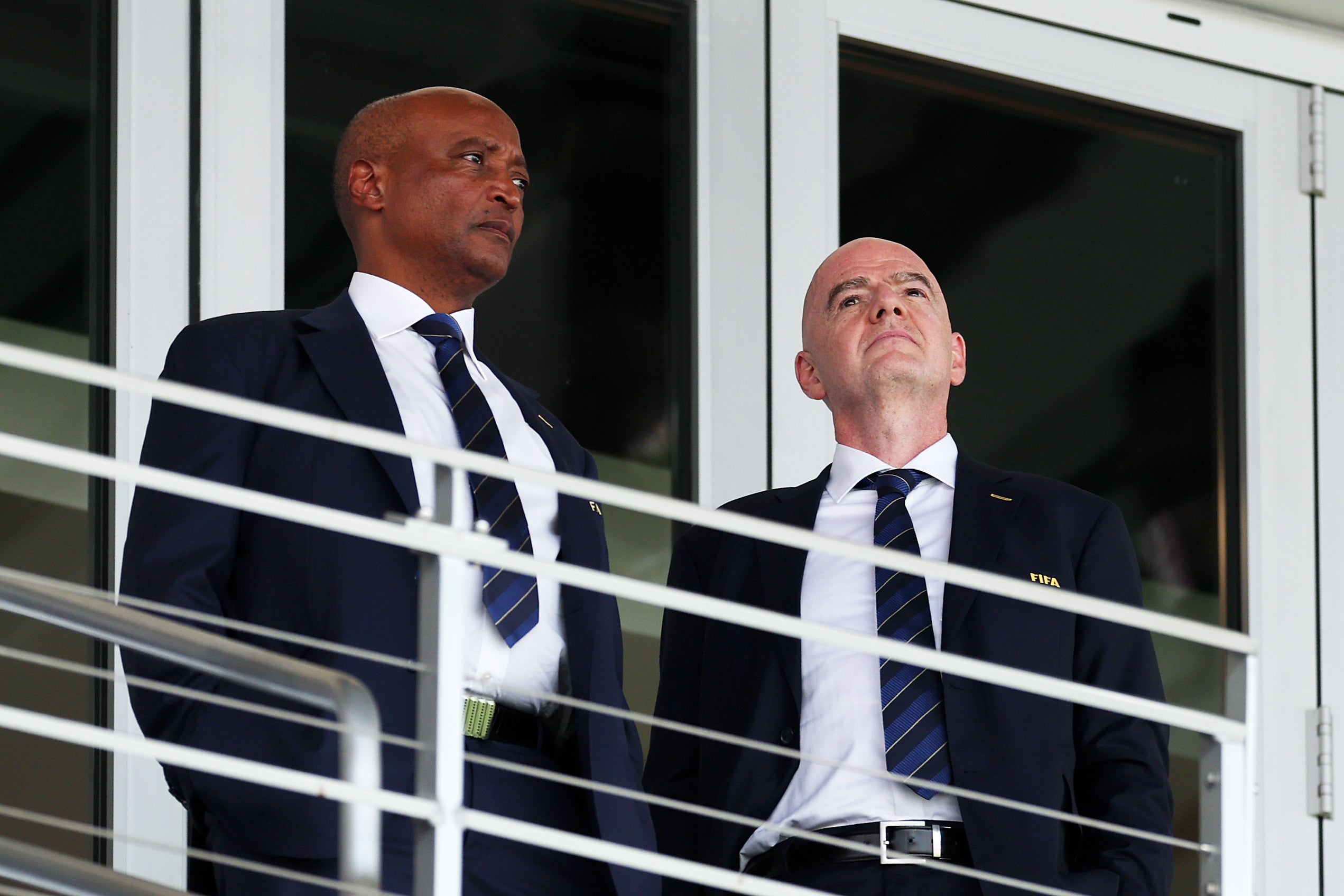 Caf chief Patrice Motsepe (left) has stood in solidarity with Infantino